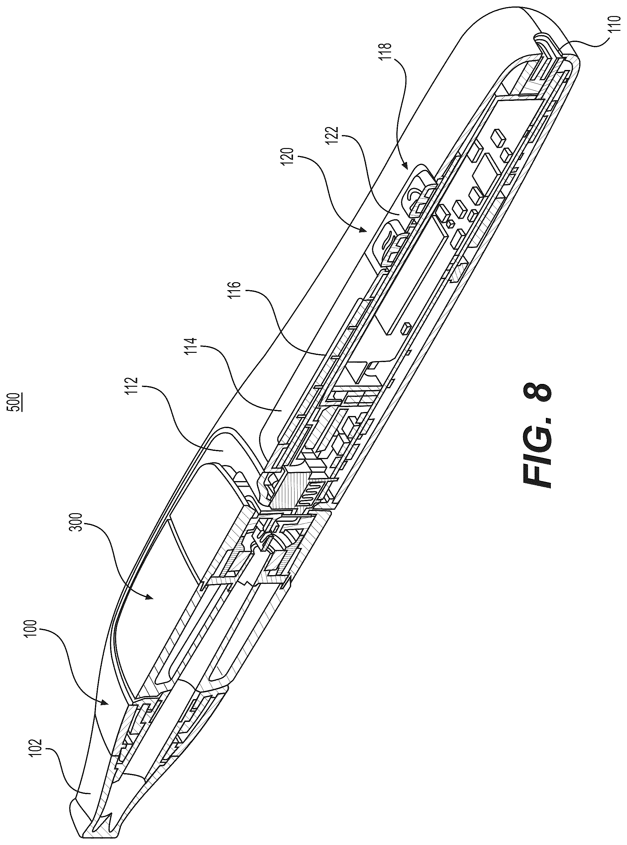 Patent US12102132 Figure 7 – Nicotine electronic vaping devices having nicotine pre-vapor formulation level detection and auto shutdown
