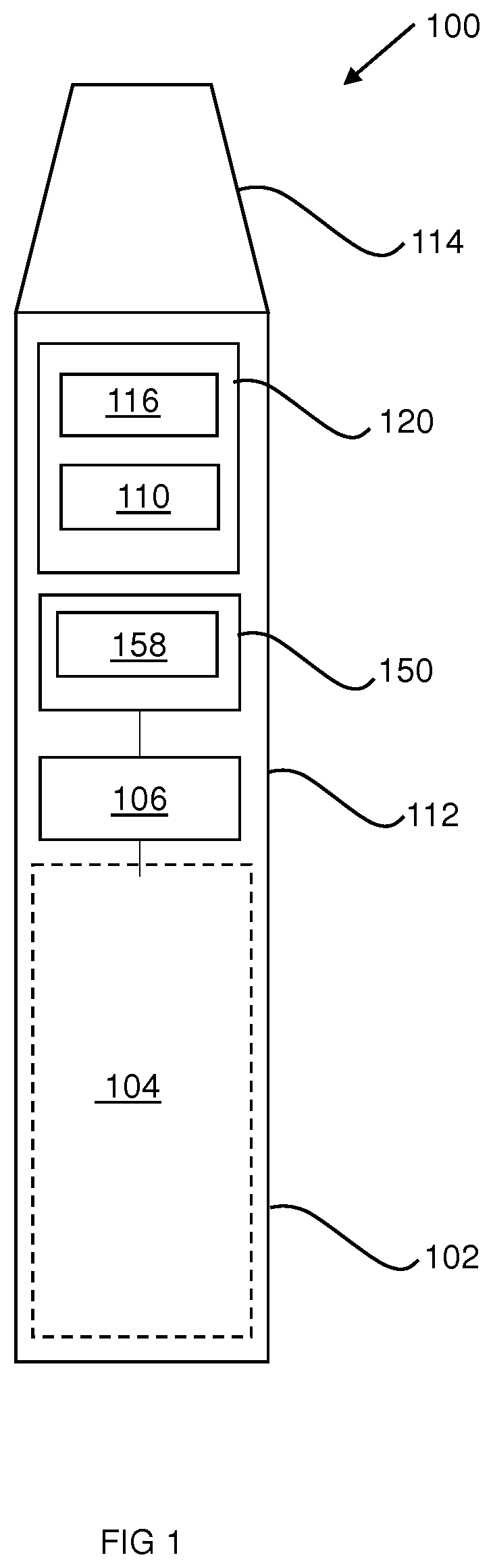Patent US12102134 Figure 1 – Apparatus for an aerosol generating device