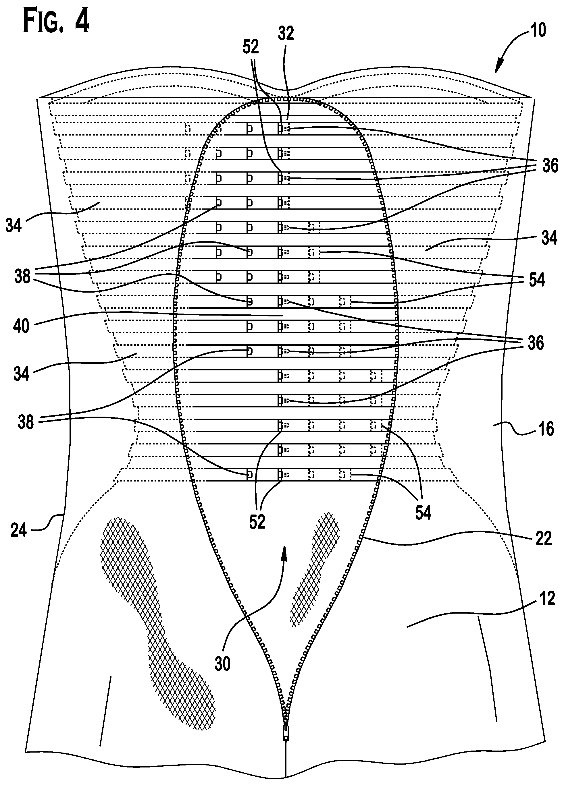 Patent US12102139 Figure 3 – Adjustable intra-clothing device for supporting at least a portion of a torso of a person, an article of clothing for supporting at least a portion of a torso of a person, and an adjustable corset for supporting at least a portion of a torso of a person