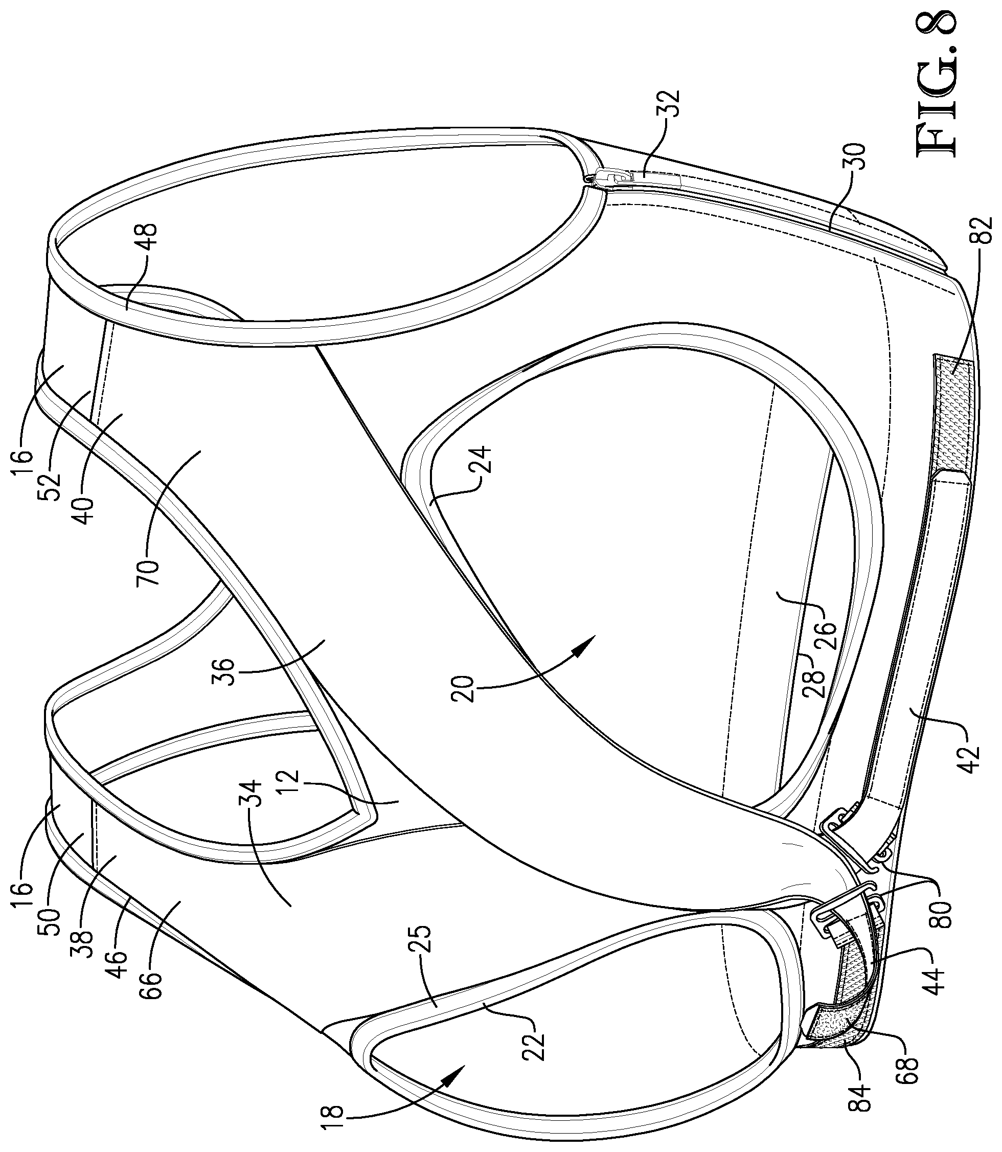 Patent US12102140 Figure 8 – Supportive undergarment and sports bra system