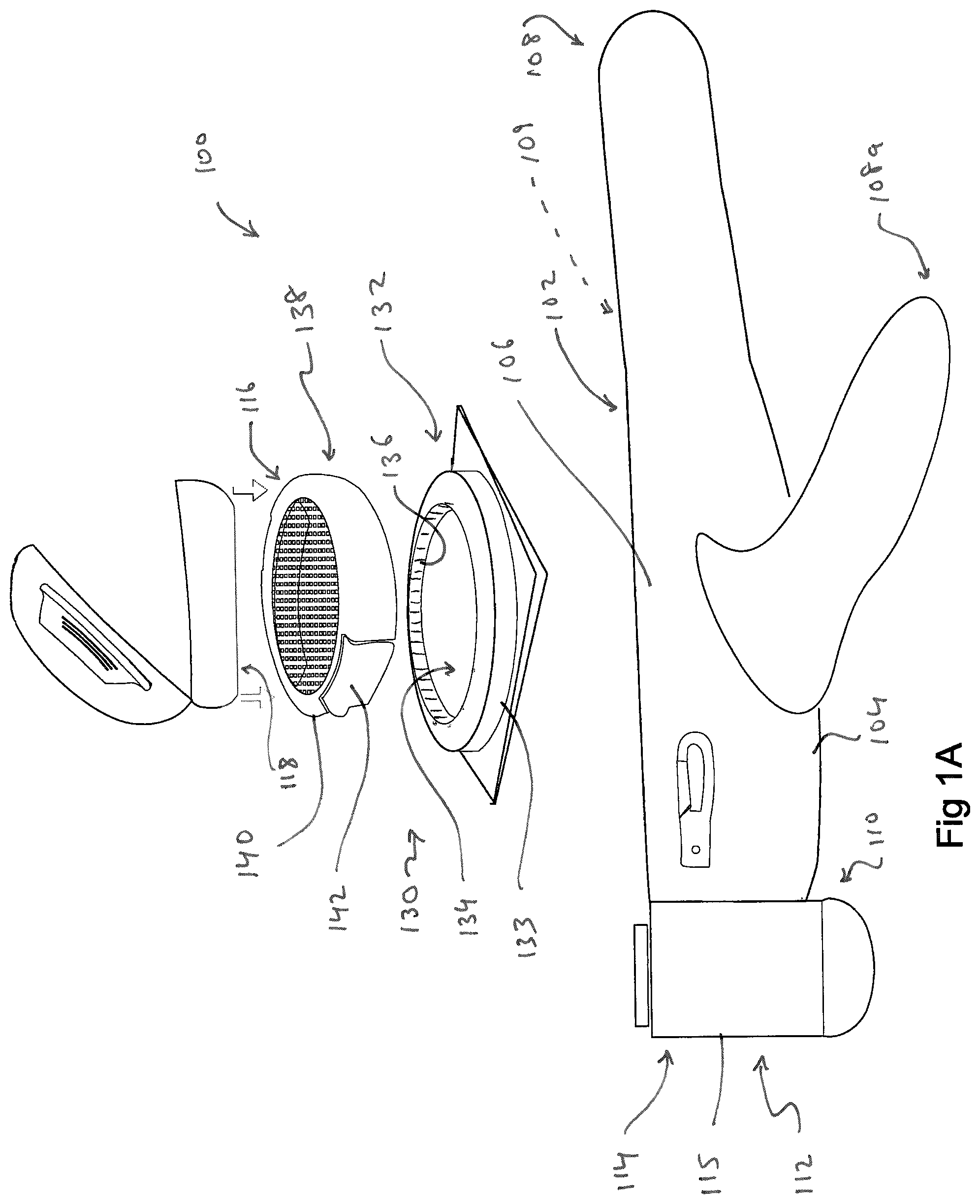 Patent US12102146 Figure 1 – Utility glove with retention feature