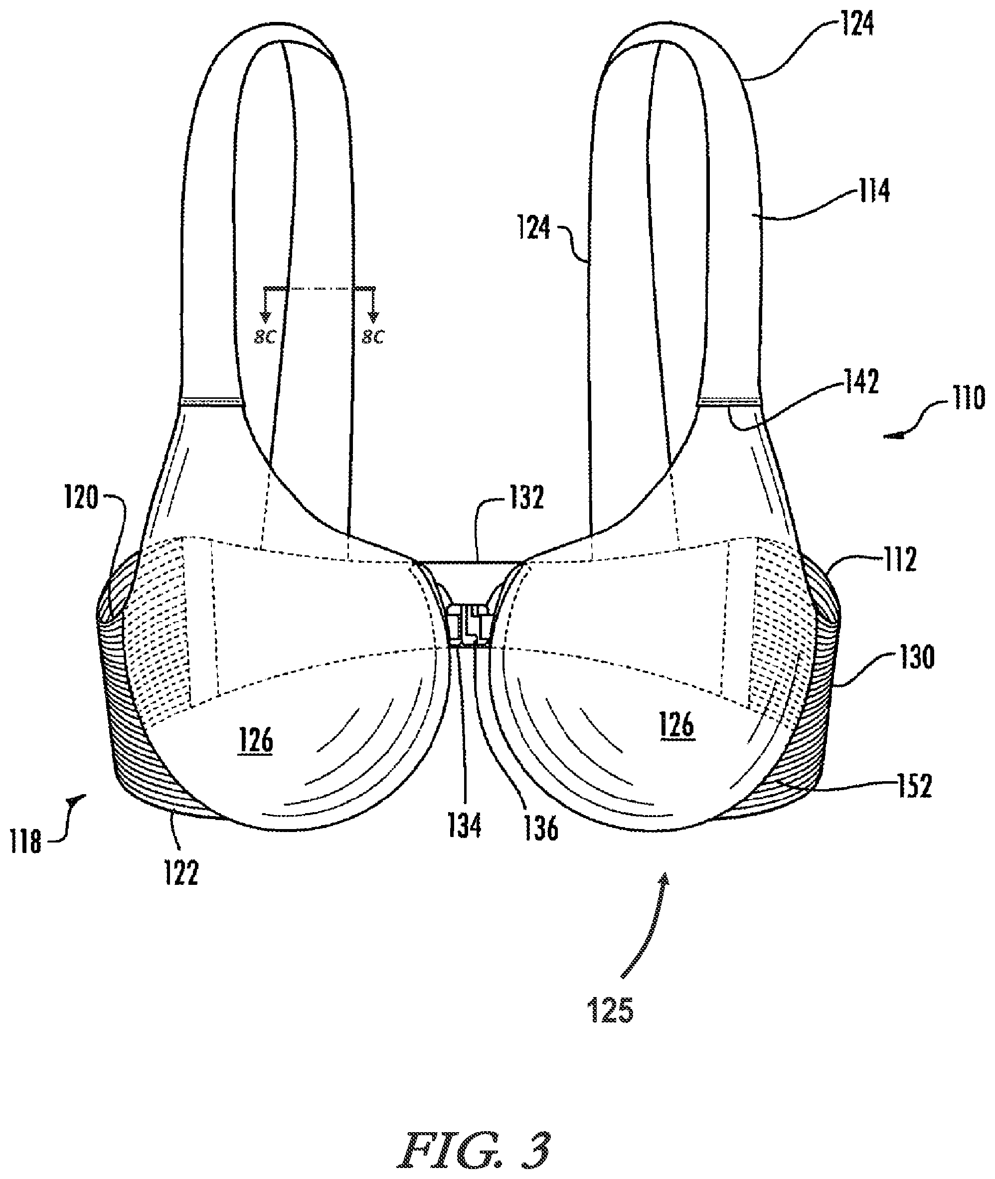 Patent US12102150 Figure 3 – Upper body garment with woven tubular shoulder straps