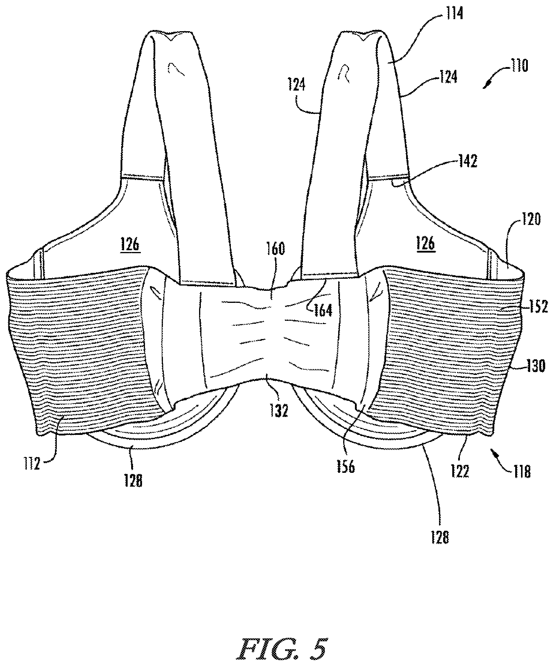 Patent US12102150 Figure 5 – Upper body garment with woven tubular shoulder straps