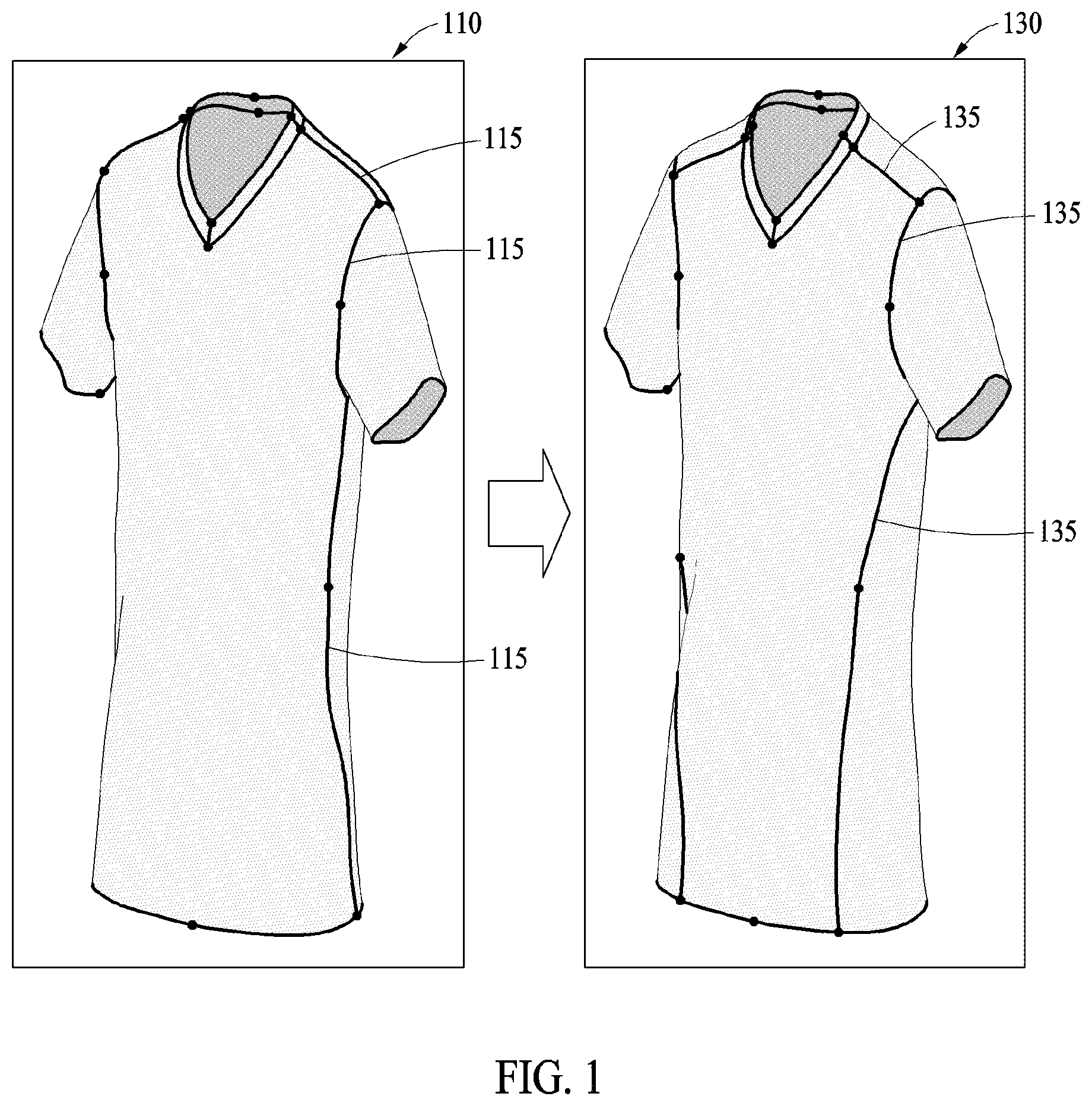 Patent US12102152 Figure 1 – Designing garment using style line