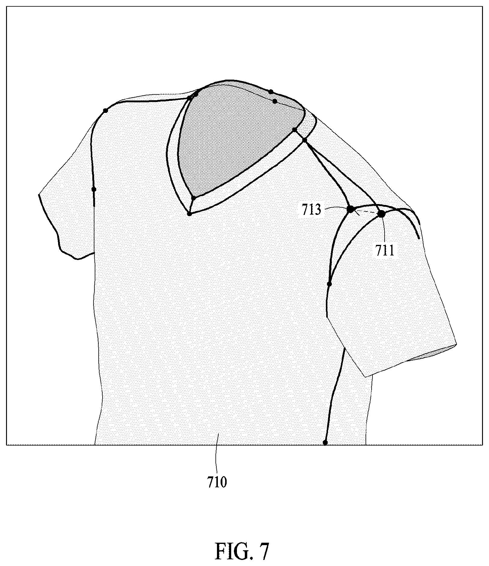 Patent US12102152 Figure 6 – Designing garment using style line
