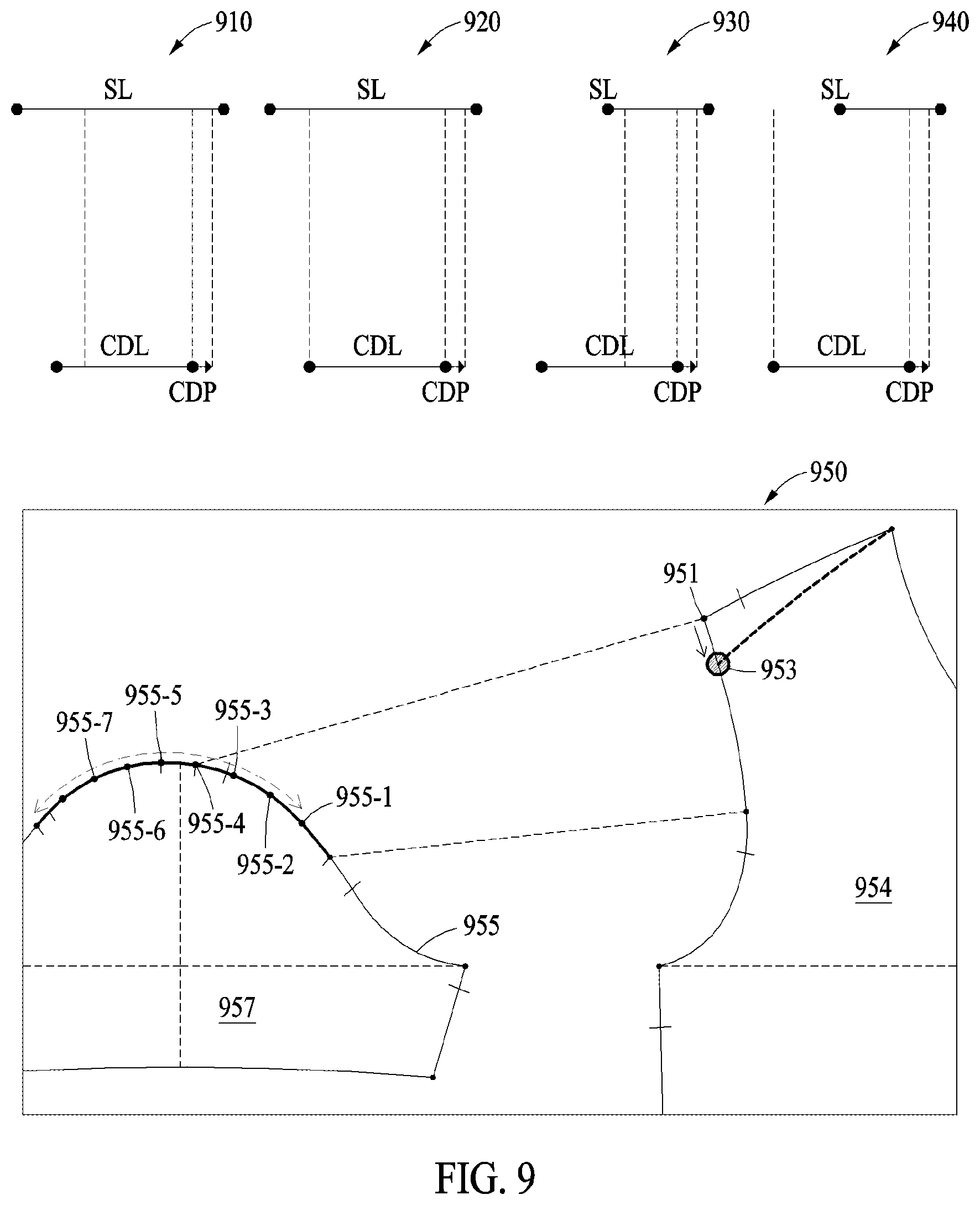 Patent US12102152 Figure 8 – Designing garment using style line