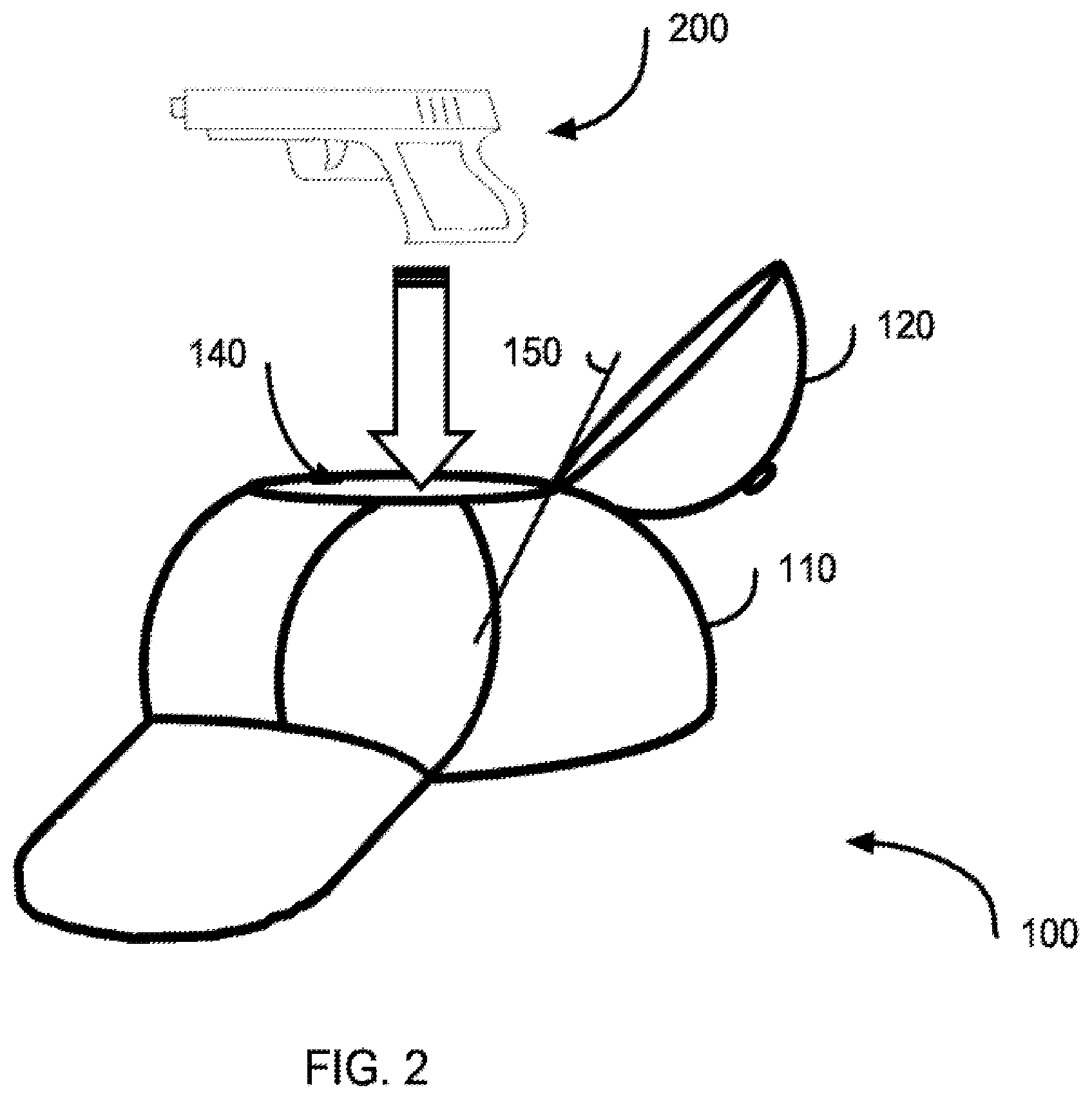 Patent US12102157 Figure 2 – Head covering system with firearm storage