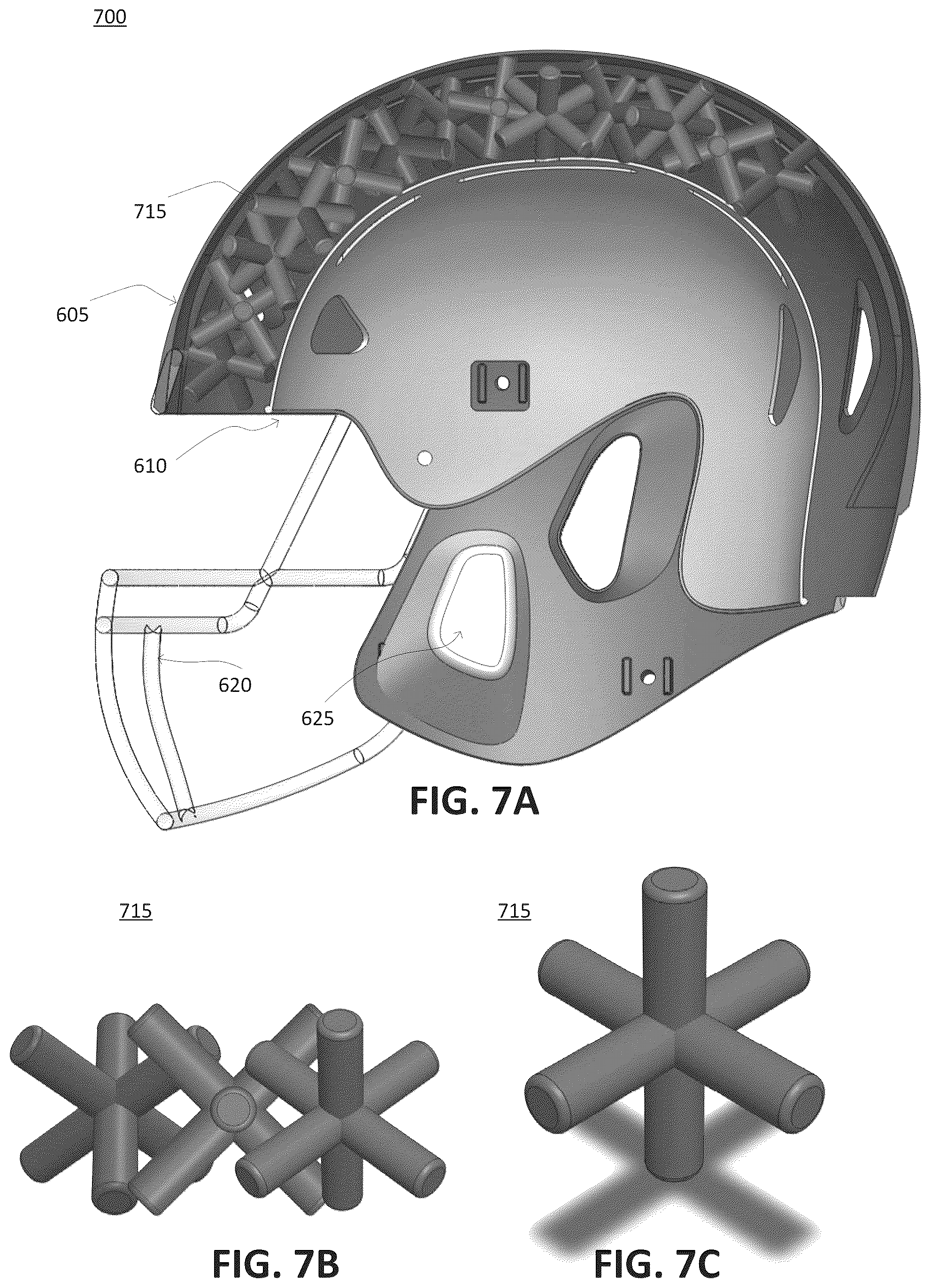 Patent US12102159 Figure 5 – Impact absorbing structures for athletic helmet
