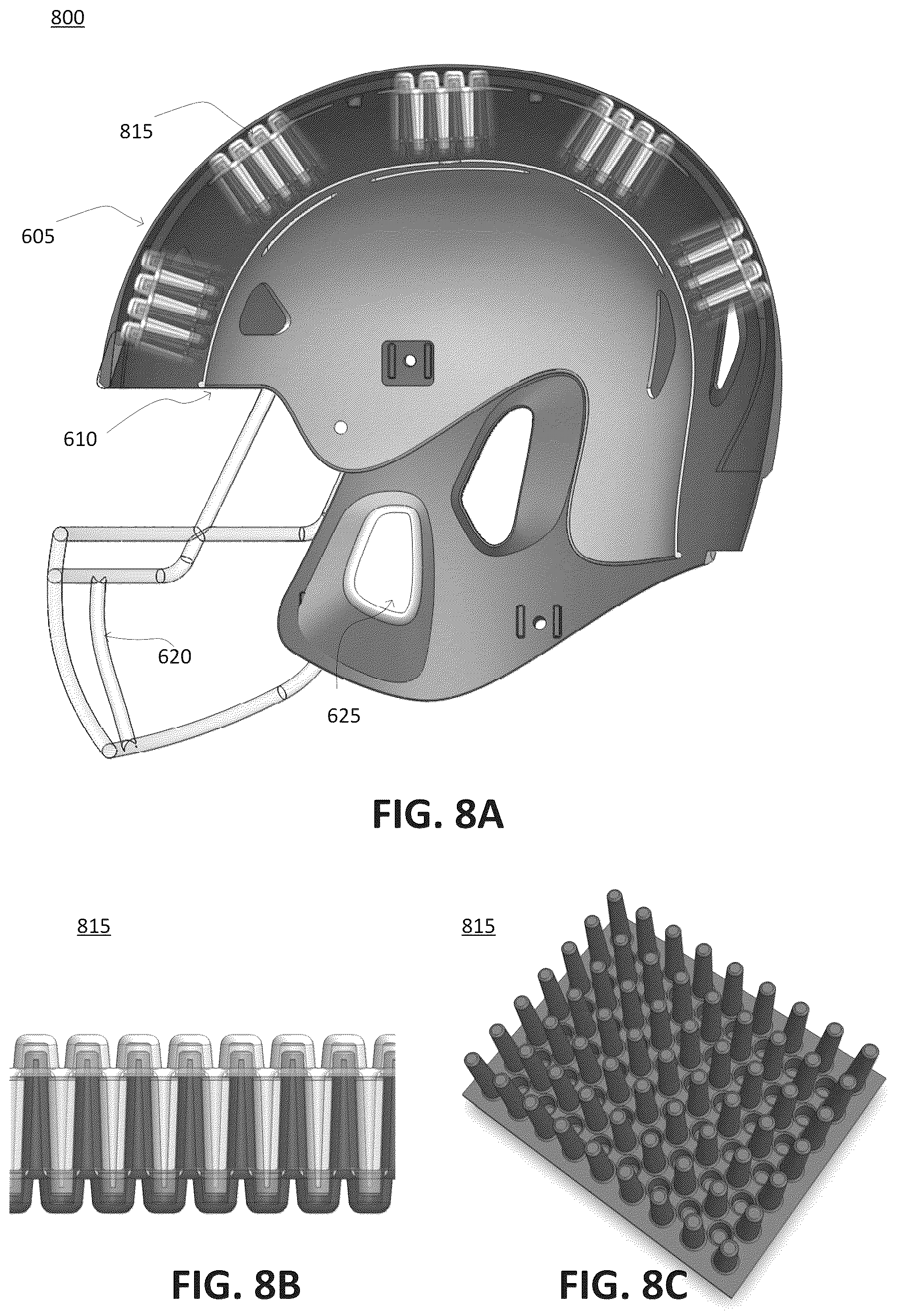 Patent US12102159 Figure 6 – Impact absorbing structures for athletic helmet