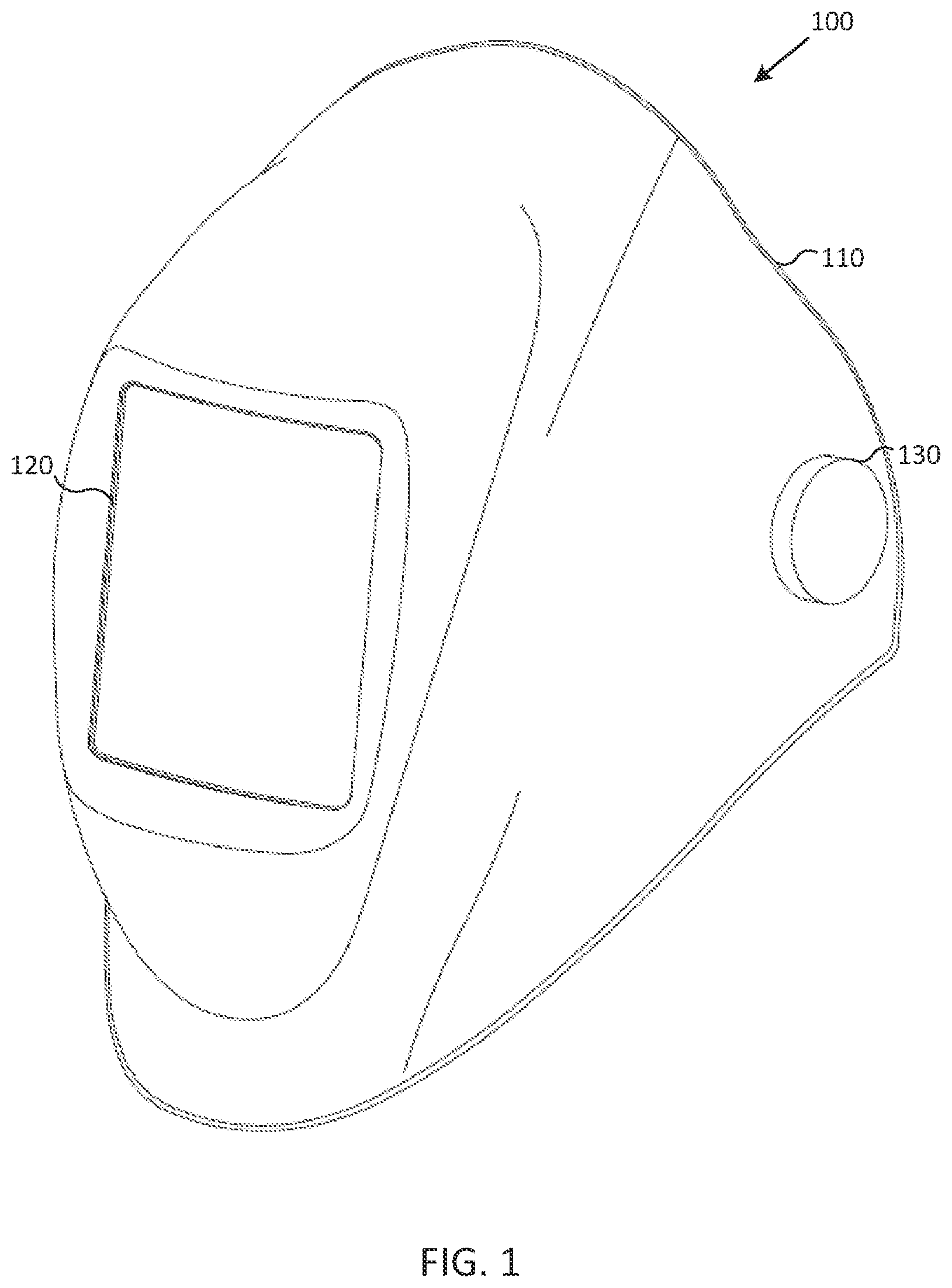 Patent US12102160 Figure 1 – Headgear with curved straps for welding helmet