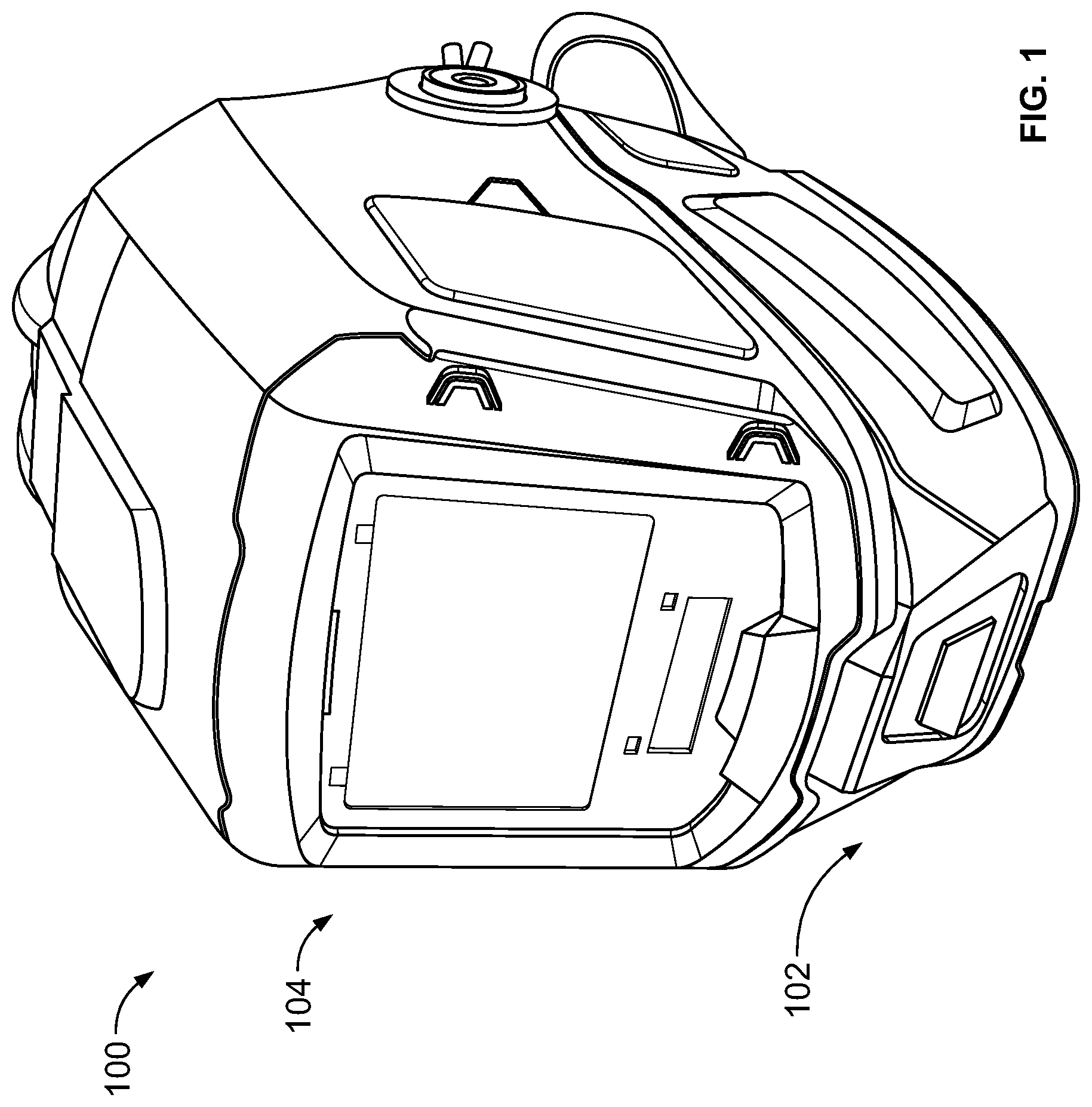 Patent US12102162 Figure 1 – Method and apparatus for head protection and providing air flow