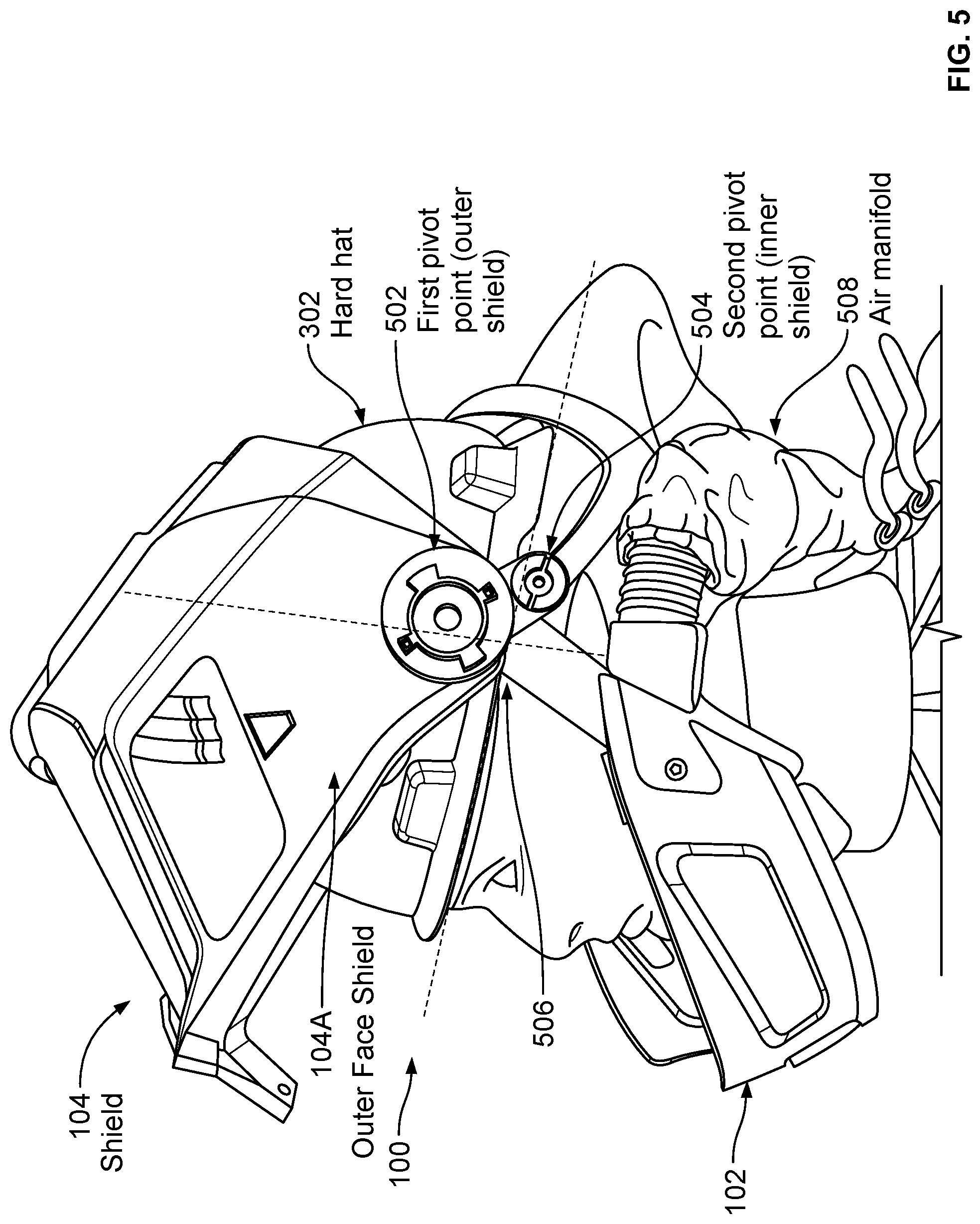 Patent US12102162 Figure 5 – Method and apparatus for head protection and providing air flow