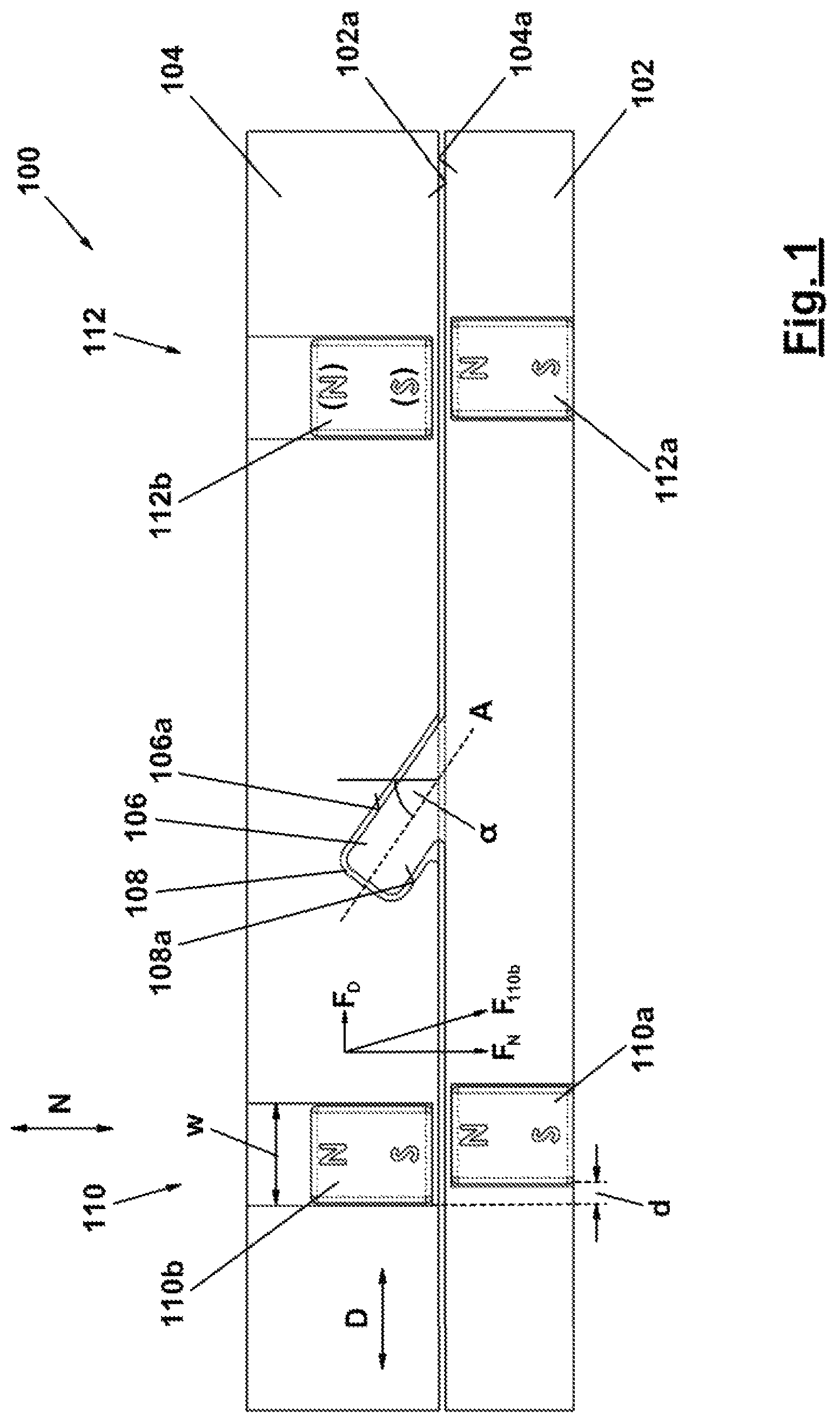 Patent US12102163 Figure 1 – Magnetic fastening device