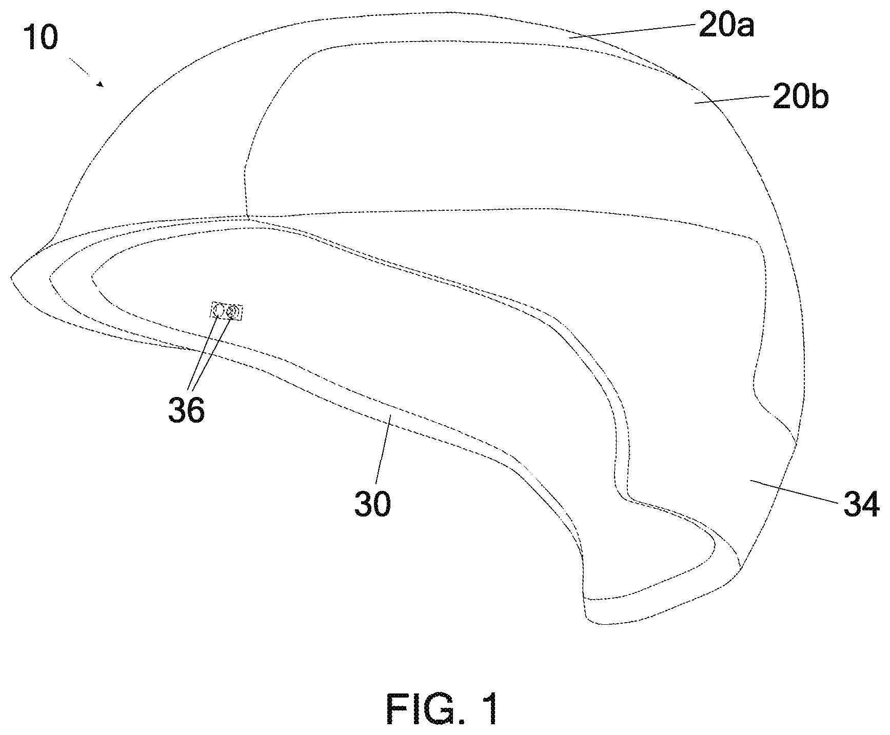 Patent US12102166 Figure 1 – Safety helmet with interchangeable layers