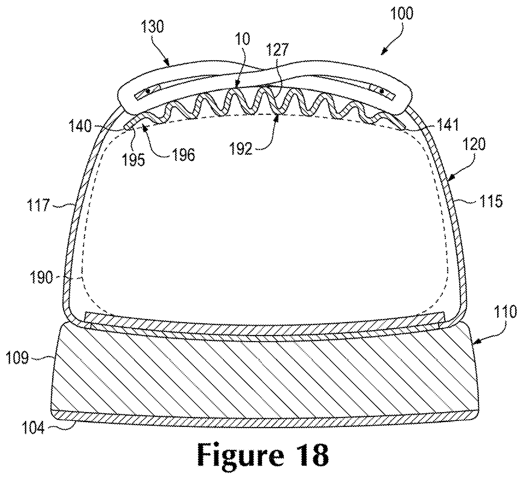Patent US12102167 Figure 16 – Resilient knitted component with wave features