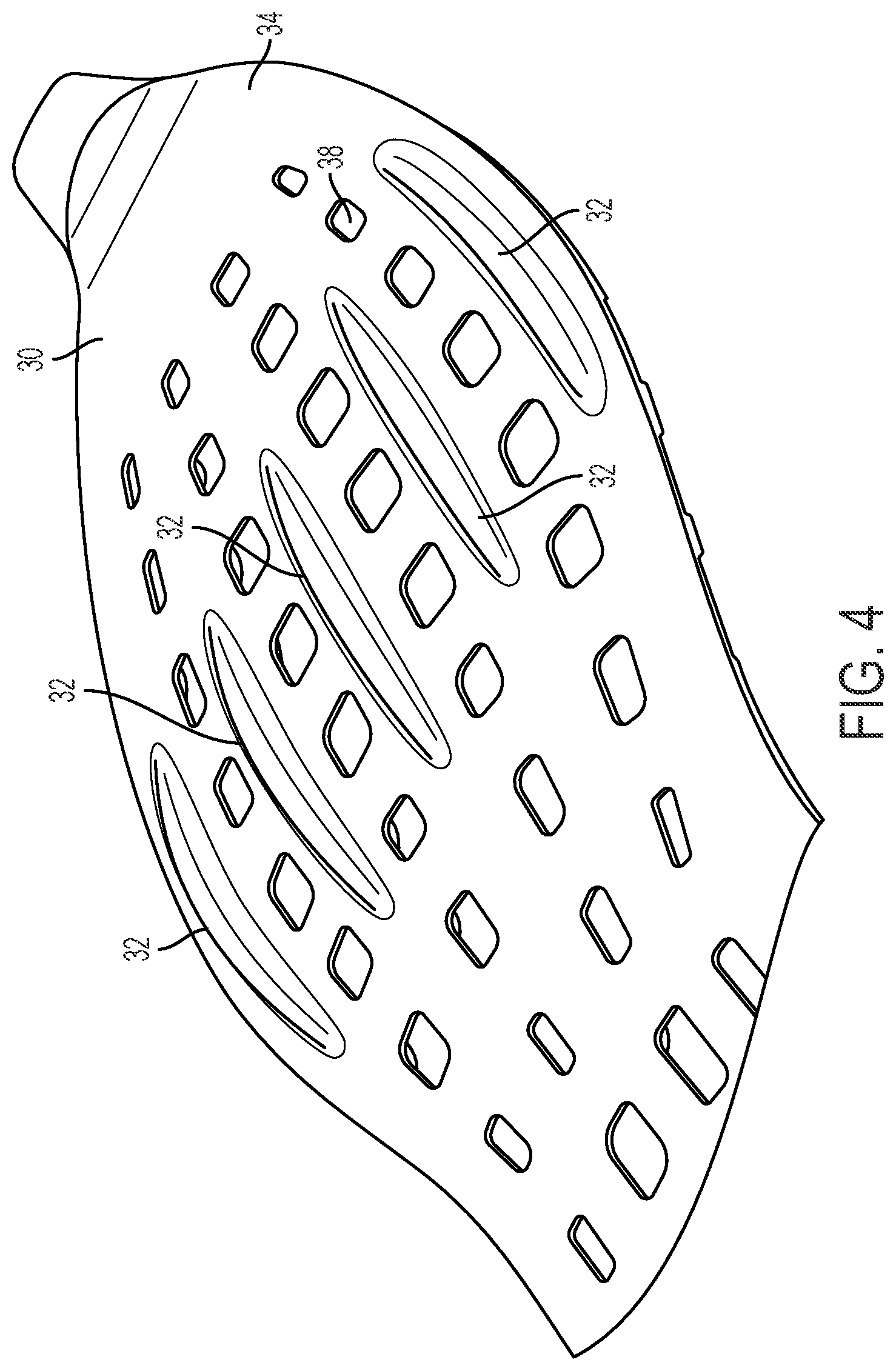 Patent US12102168 Figure 4 – Article of footwear with ribbed outsole and notched midsole