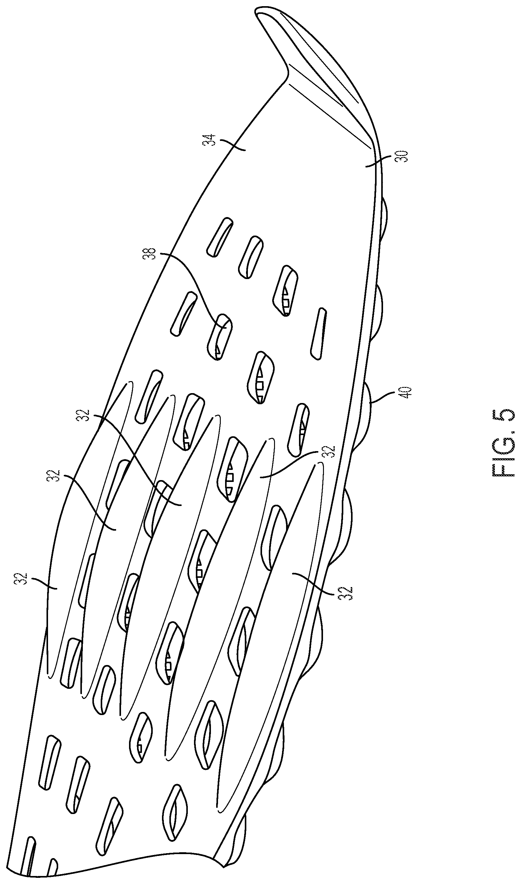 Patent US12102168 Figure 5 – Article of footwear with ribbed outsole and notched midsole