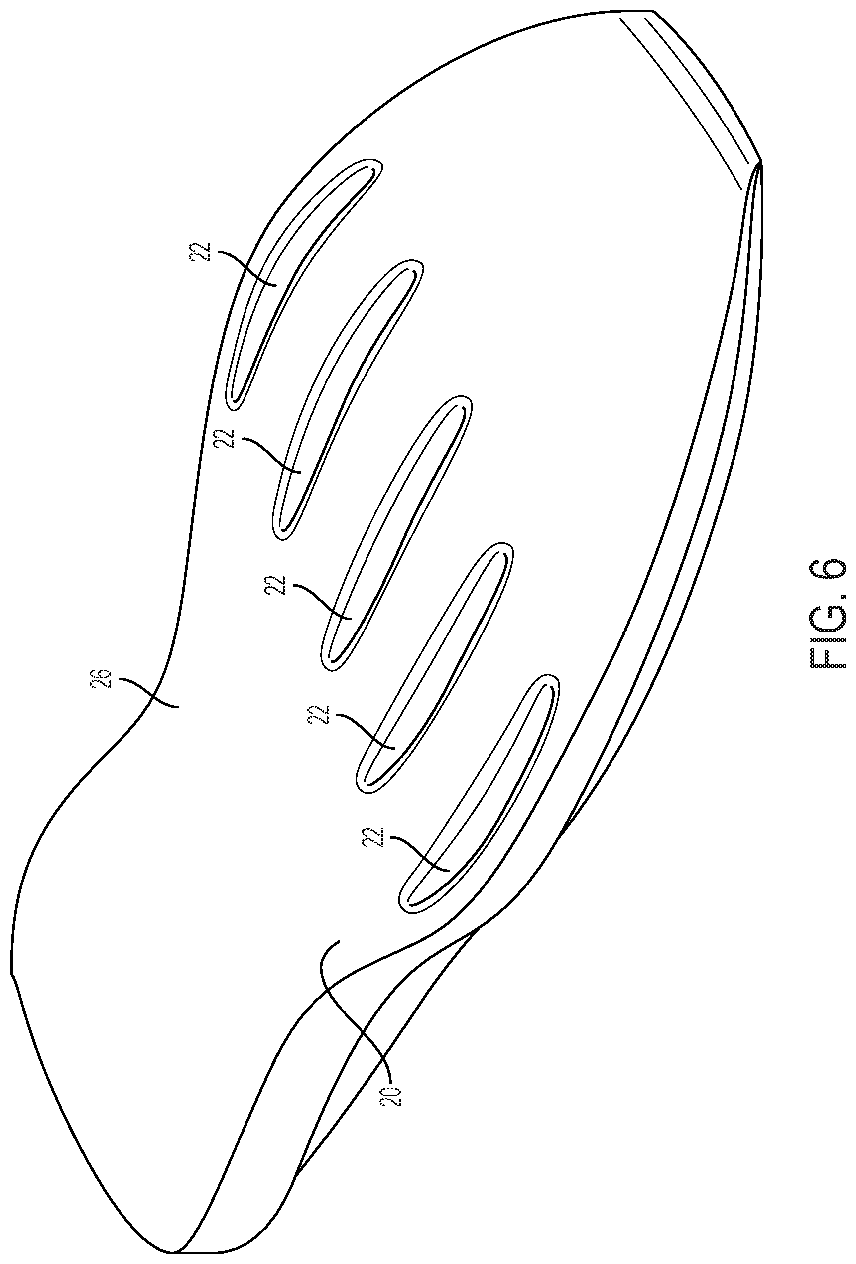 Patent US12102168 Figure 6 – Article of footwear with ribbed outsole and notched midsole
