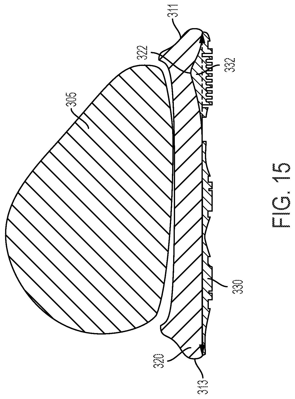 Patent US12102168 Figure 15 – Article of footwear with ribbed outsole and notched midsole