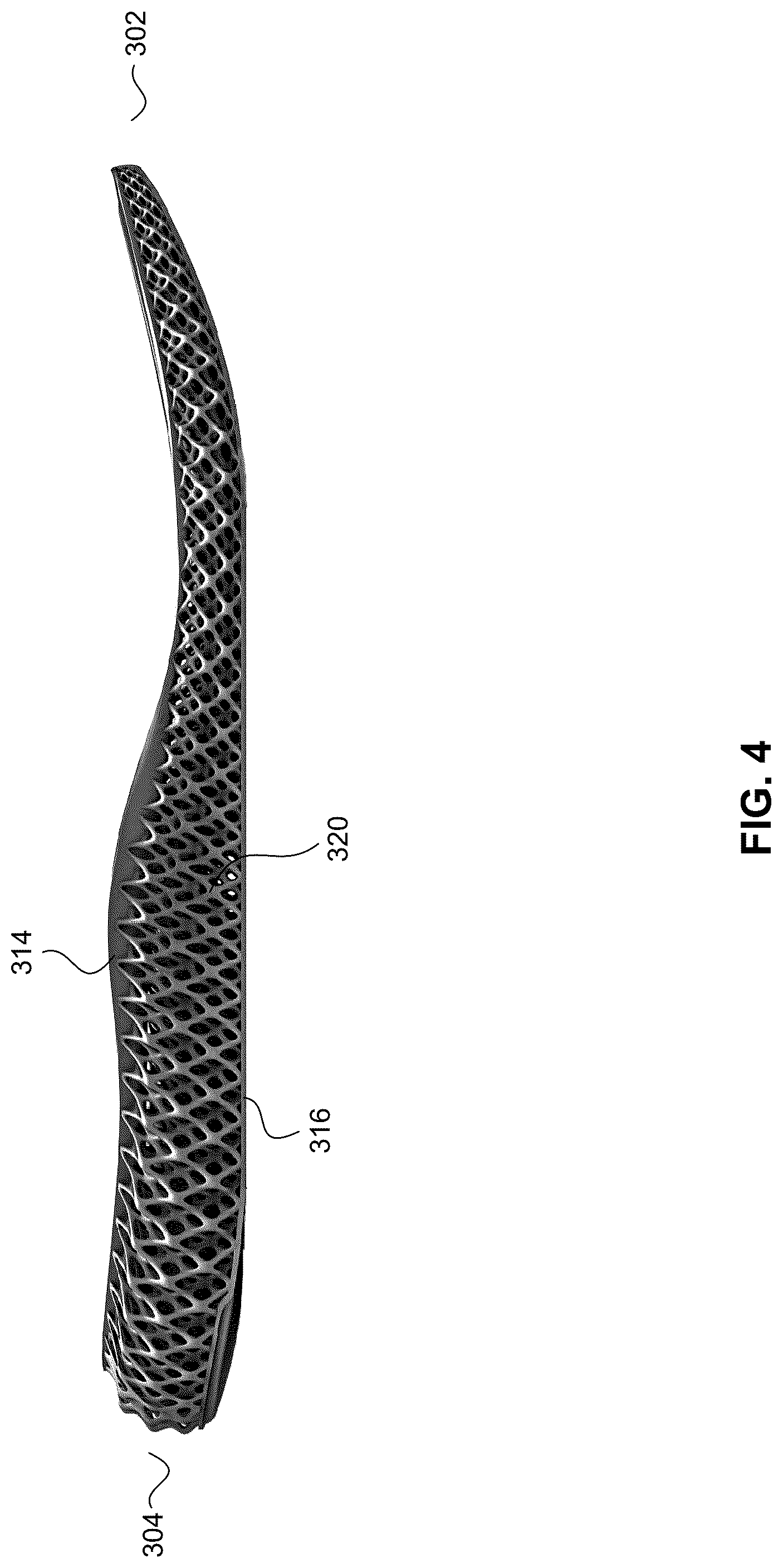 Patent US12102172 Figure 4 – Footwear midsole with warped lattice structure and method of making the same