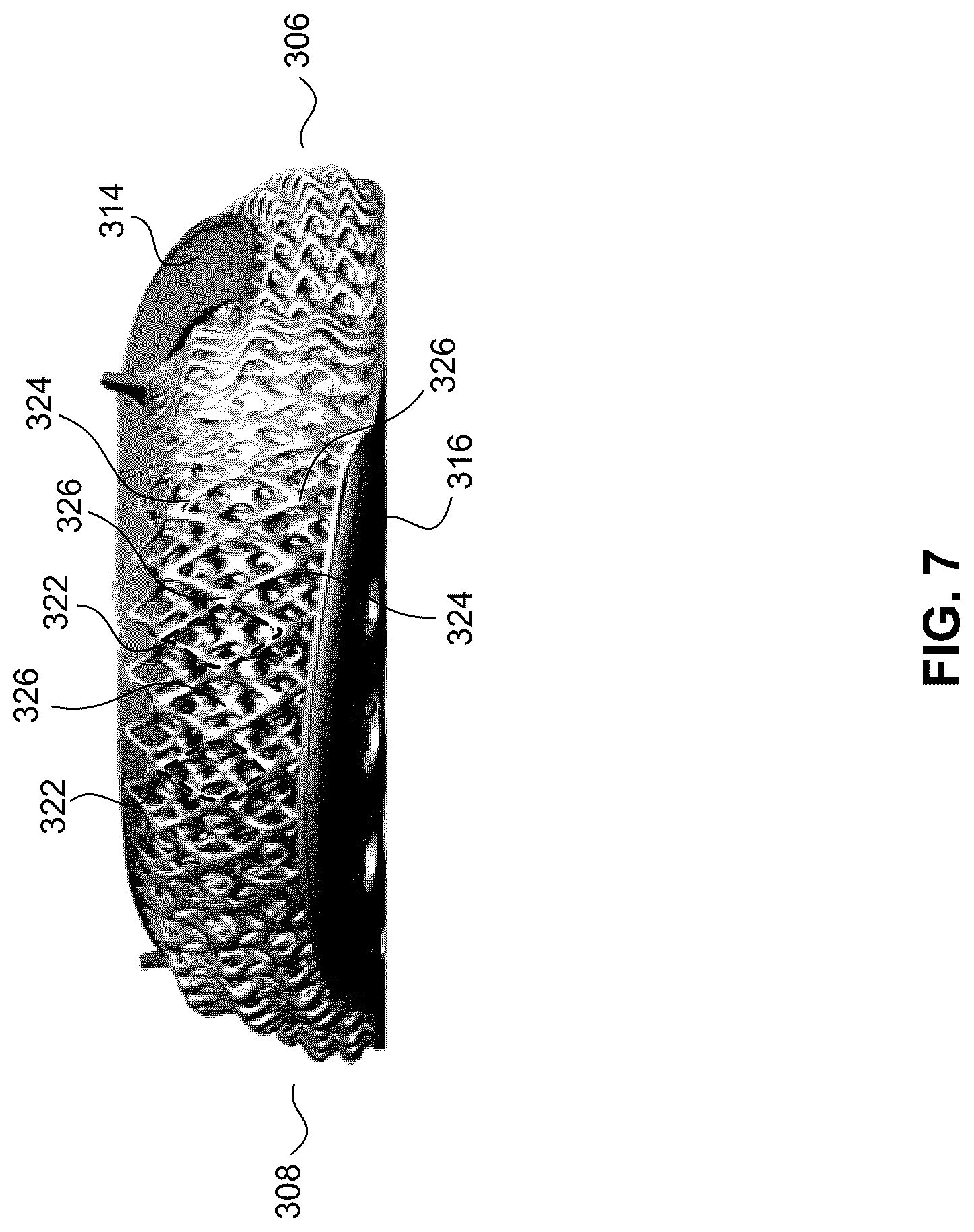 Patent US12102172 Figure 7 – Footwear midsole with warped lattice structure and method of making the same