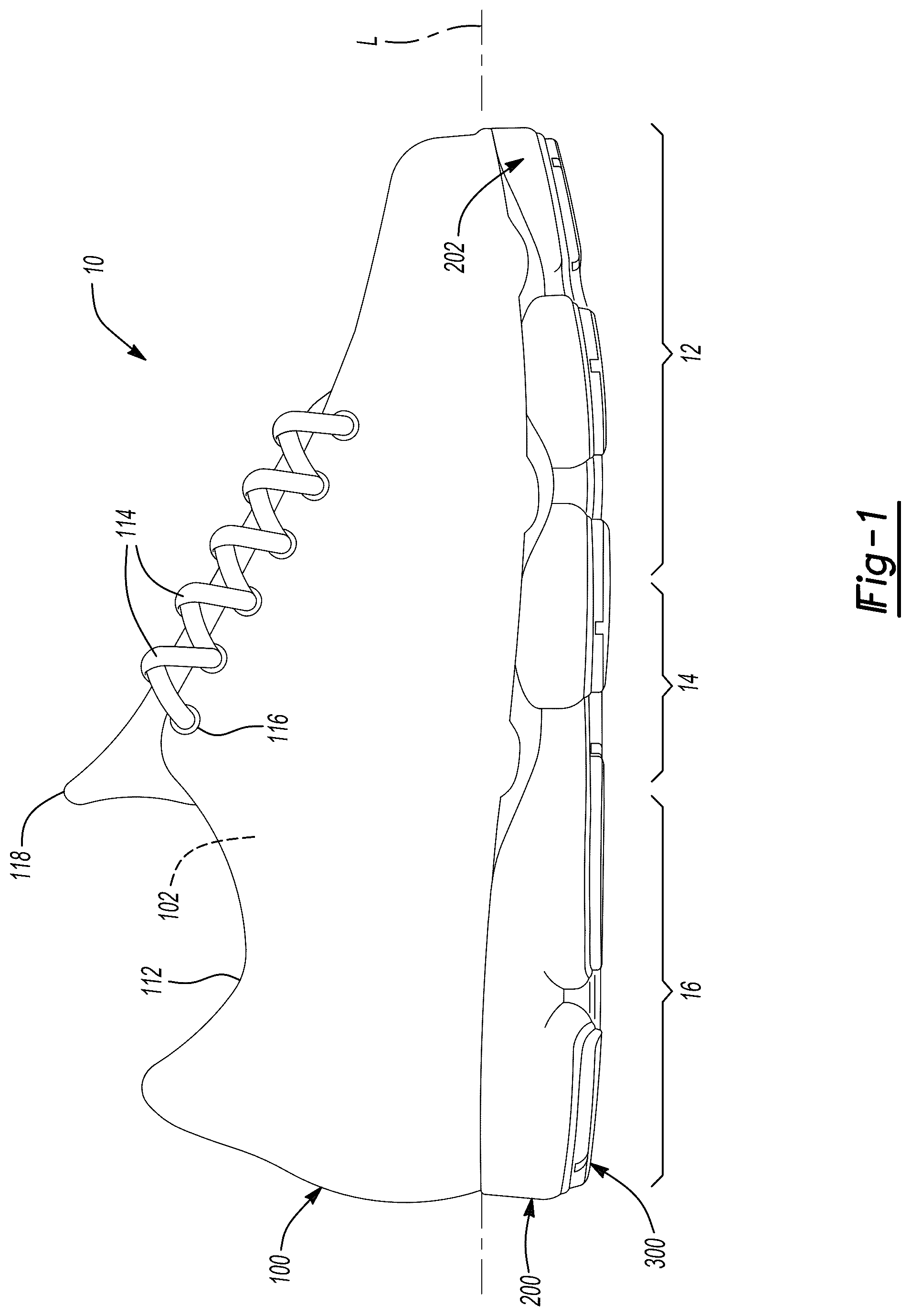 Patent US12102173 Figure 1 – Sole structure for article of footwear
