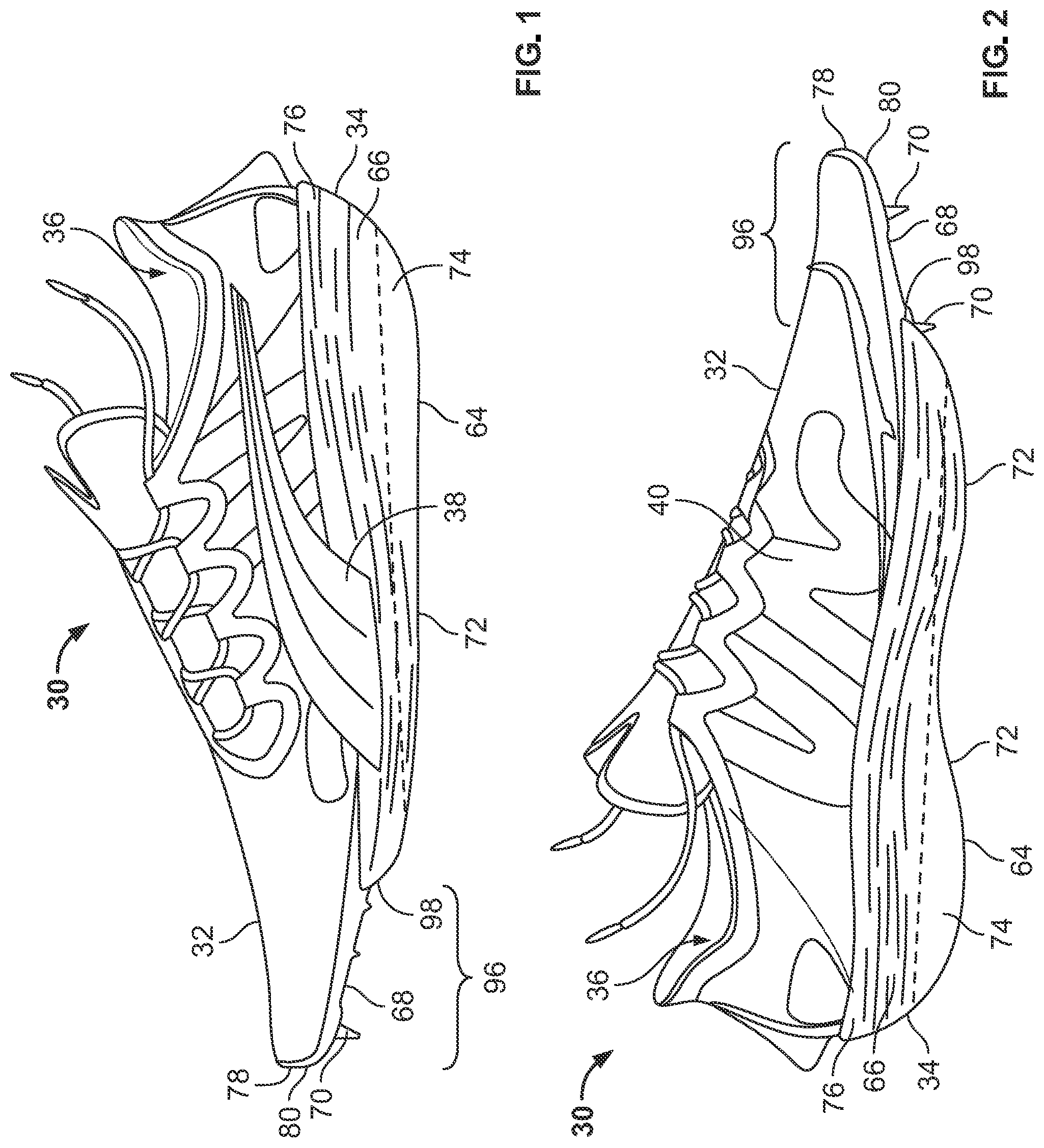 Patent US12102175 Figure 1 – Article of footwear having a sole plate with spikes