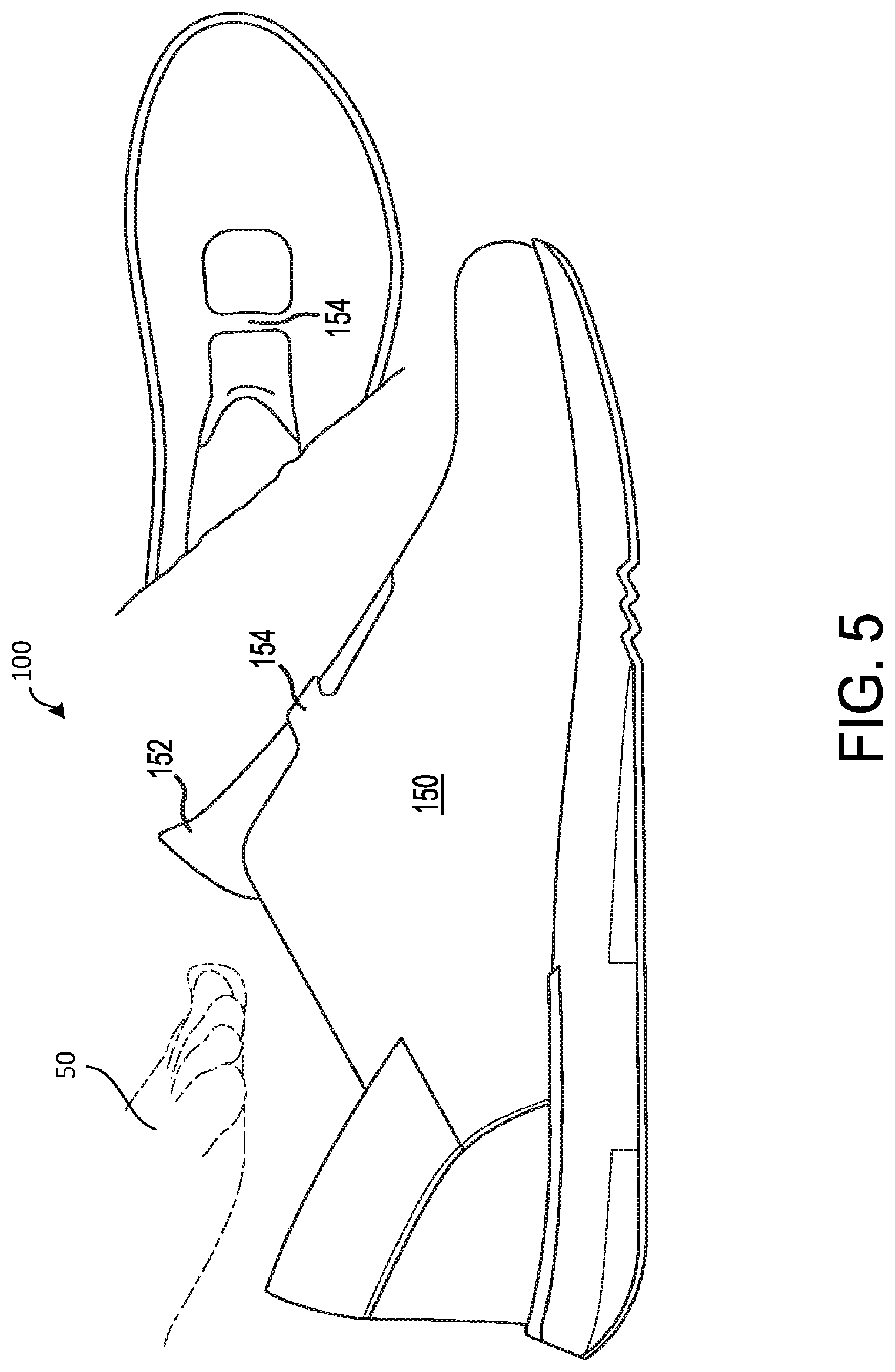 Patent US12102178 Figure 6 – Rapid-entry footwear with rebounding fit system