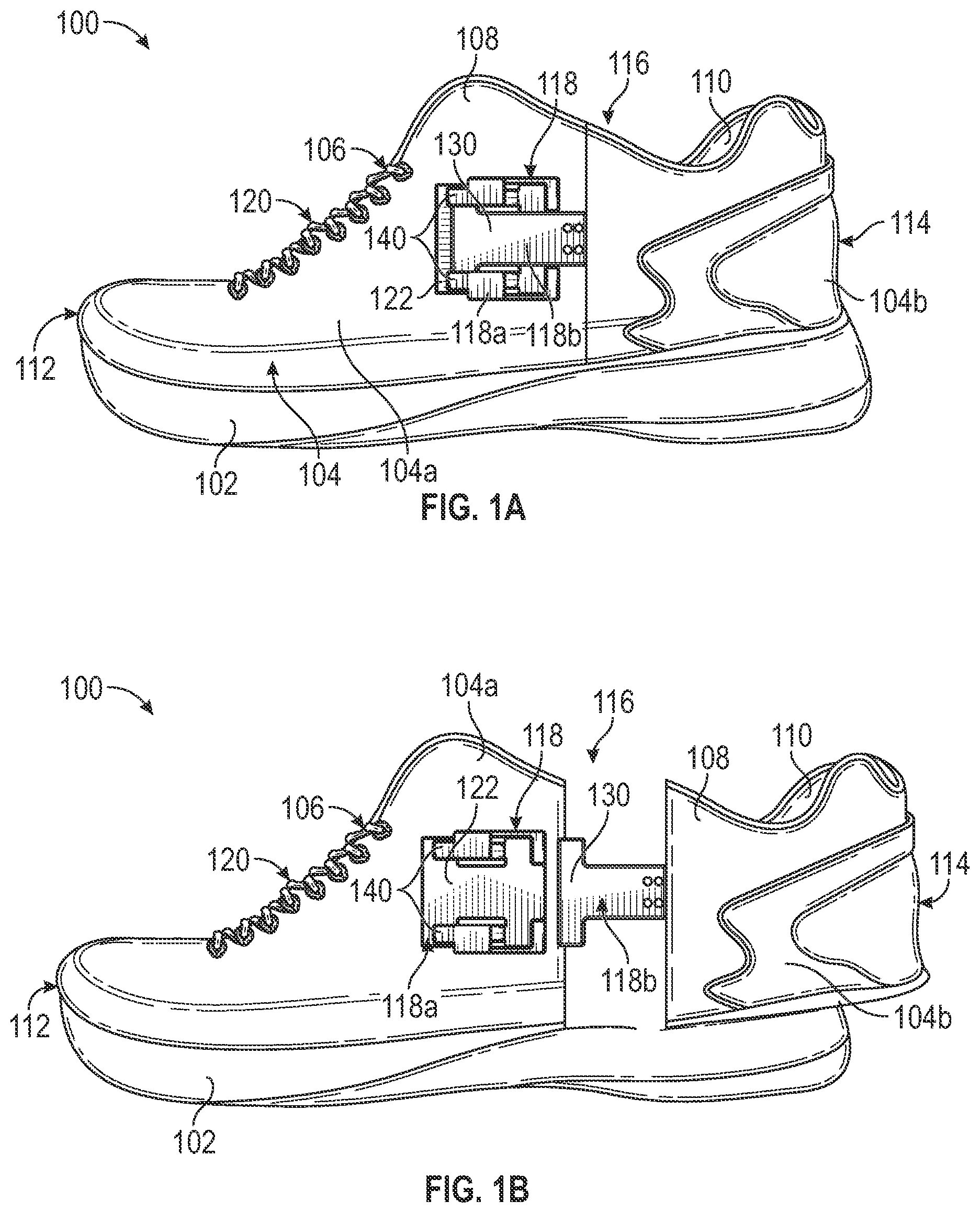 Patent US12102180 Figure 1 – Closure mechanisms for articles of footwear and apparel
