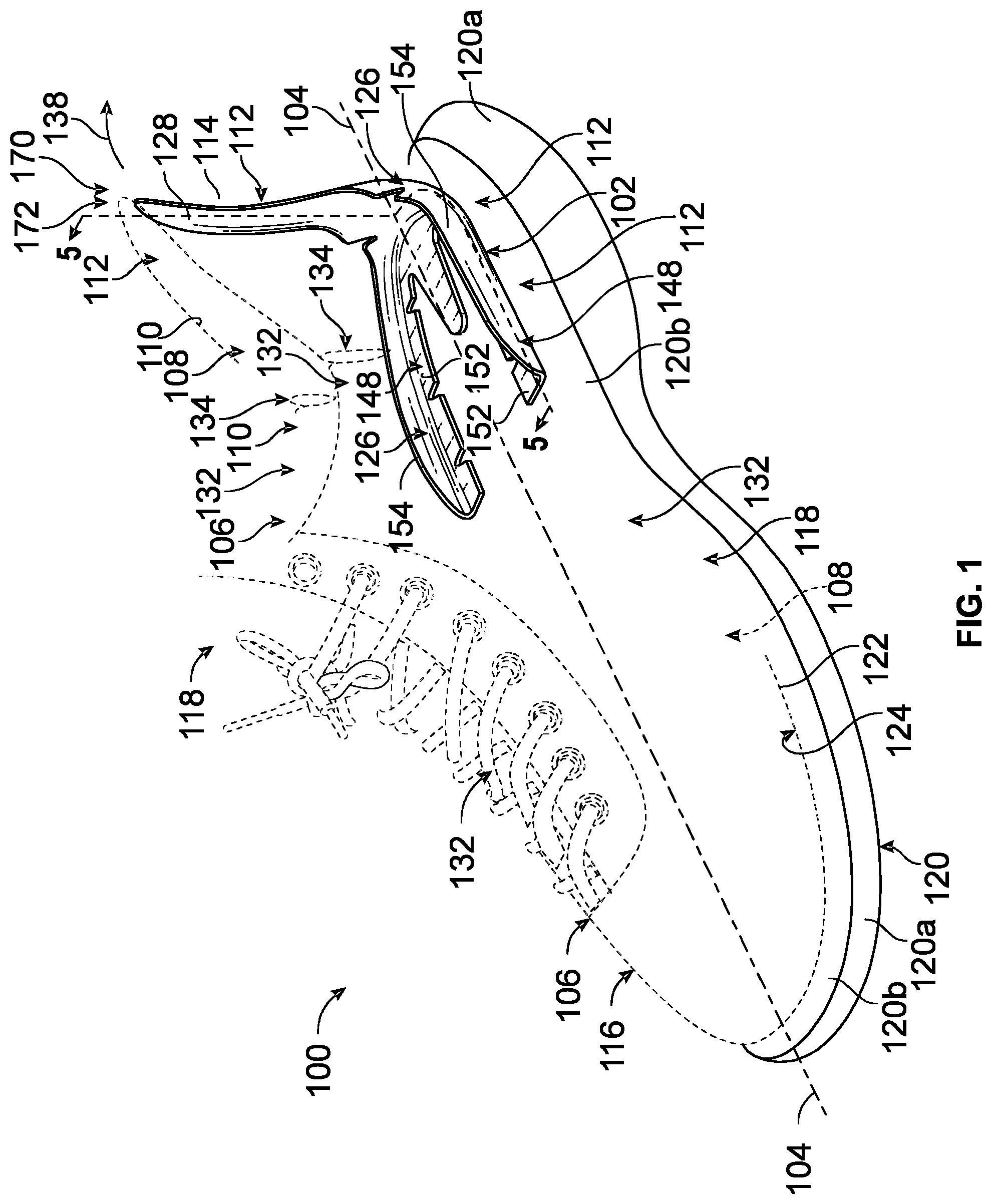 Patent US12102184 — Footwear heel insert — Figure 1