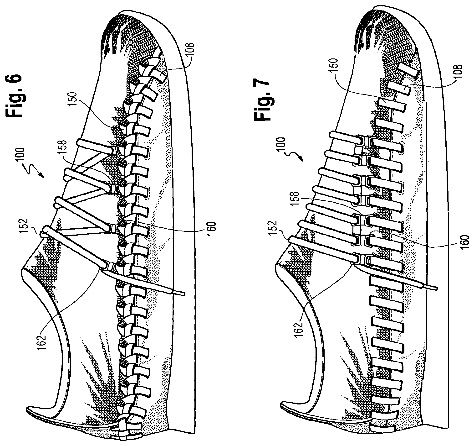 Patent US12102188 Figure 6 – Upper for an article of footwear having a tie structure
