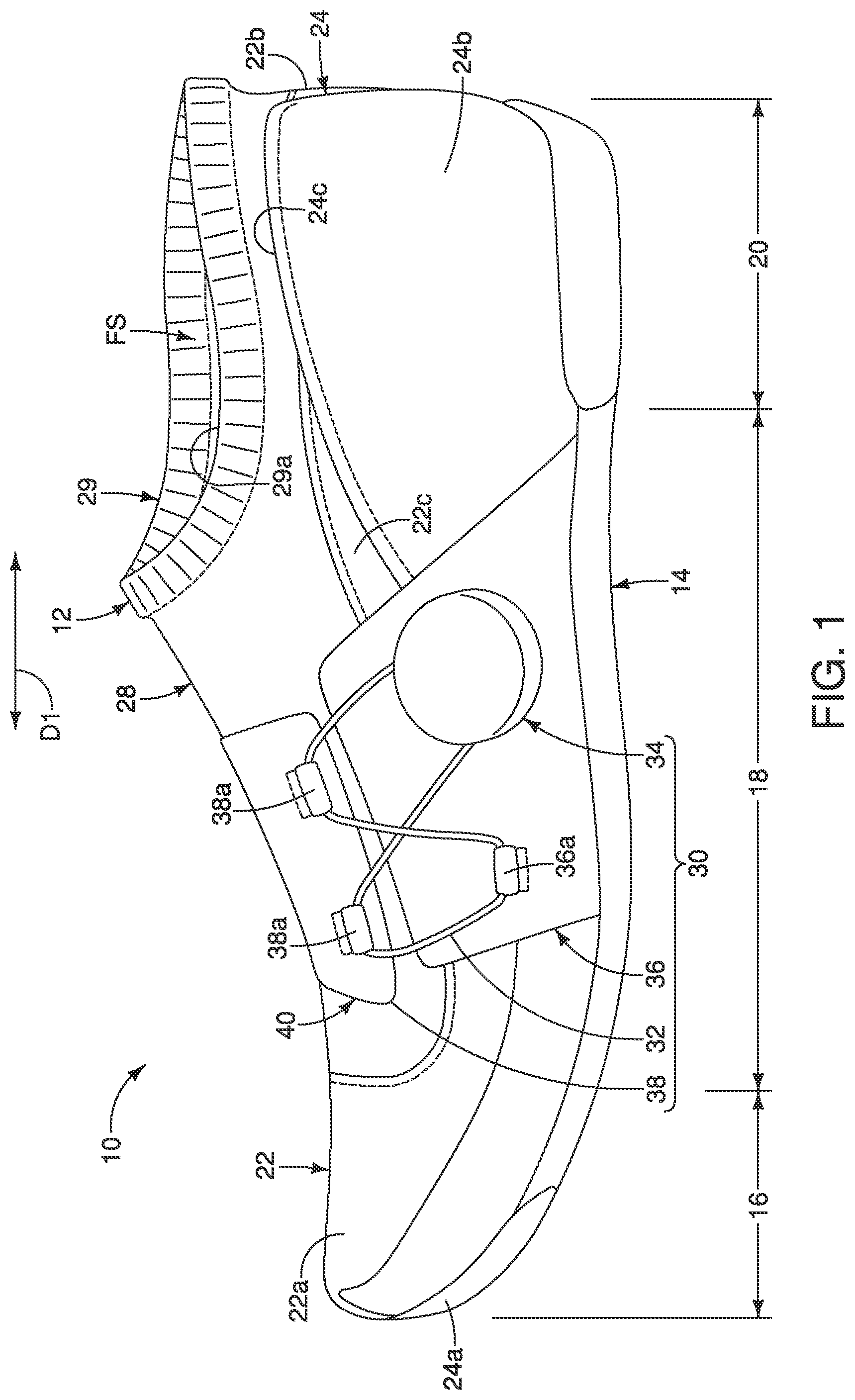 Patent US12102189 Figure 1 – Upper for shoe