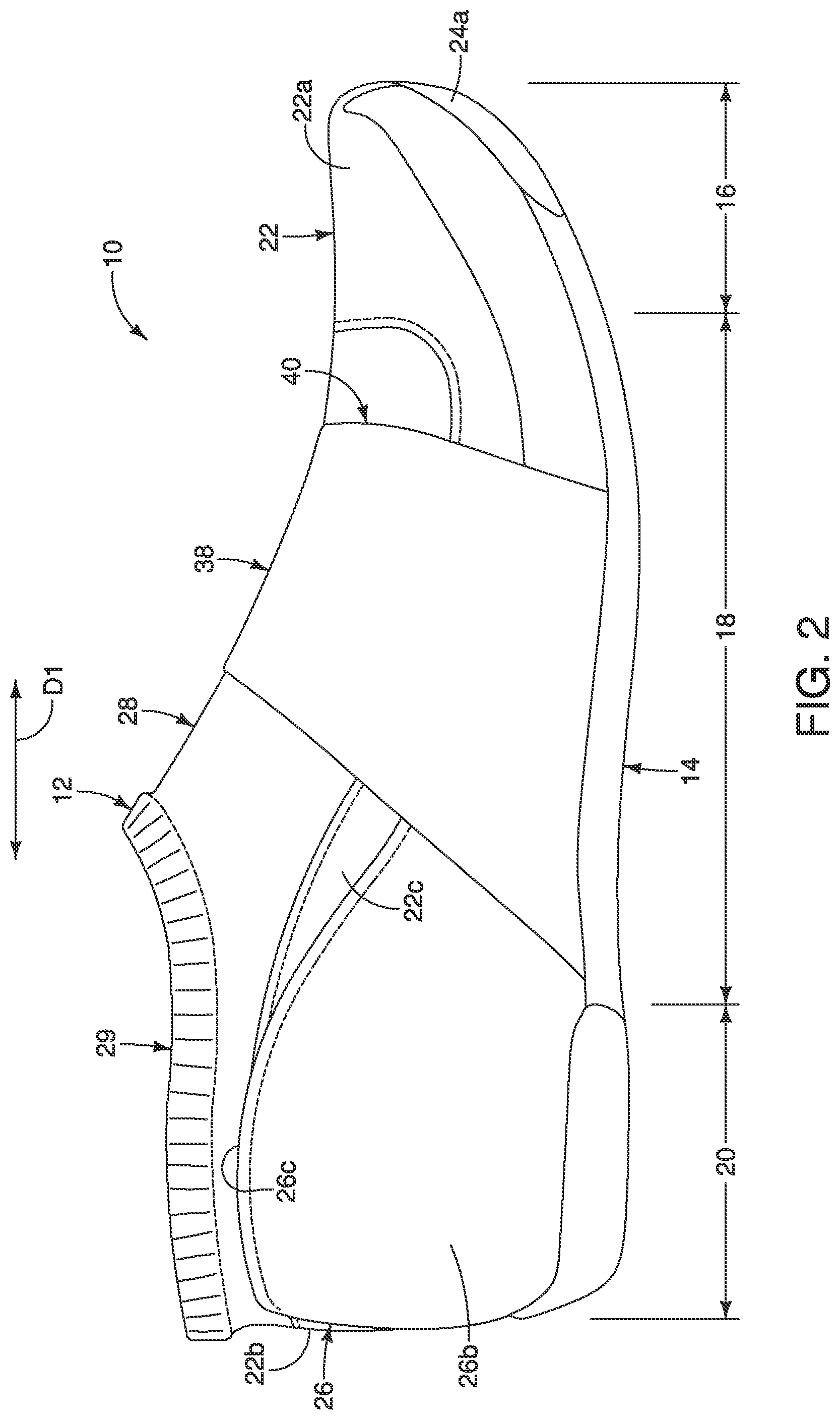 Patent US12102189 Figure 2 – Upper for shoe