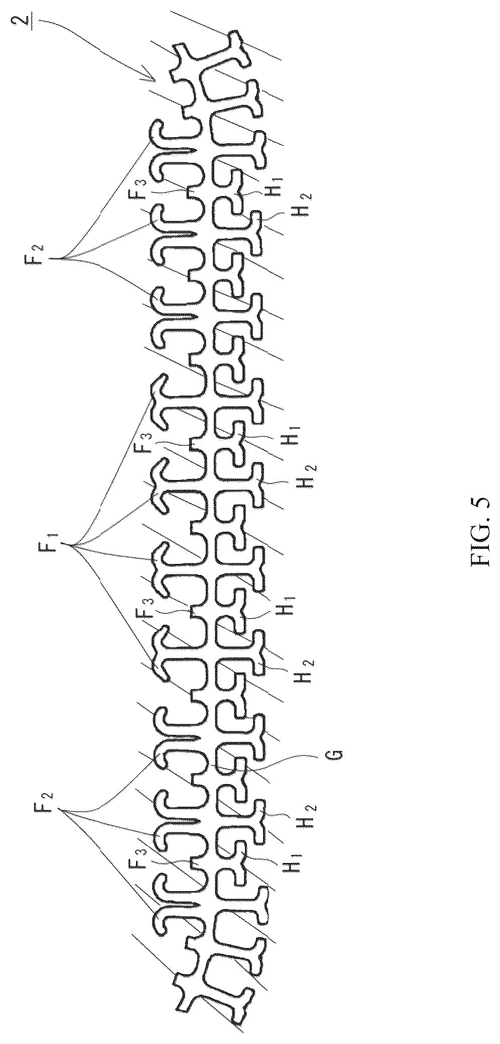 Patent US12102193 Figure 5 – Mesh hook surface fastener, production method therefor, and production method for surface fastener-attached molded body