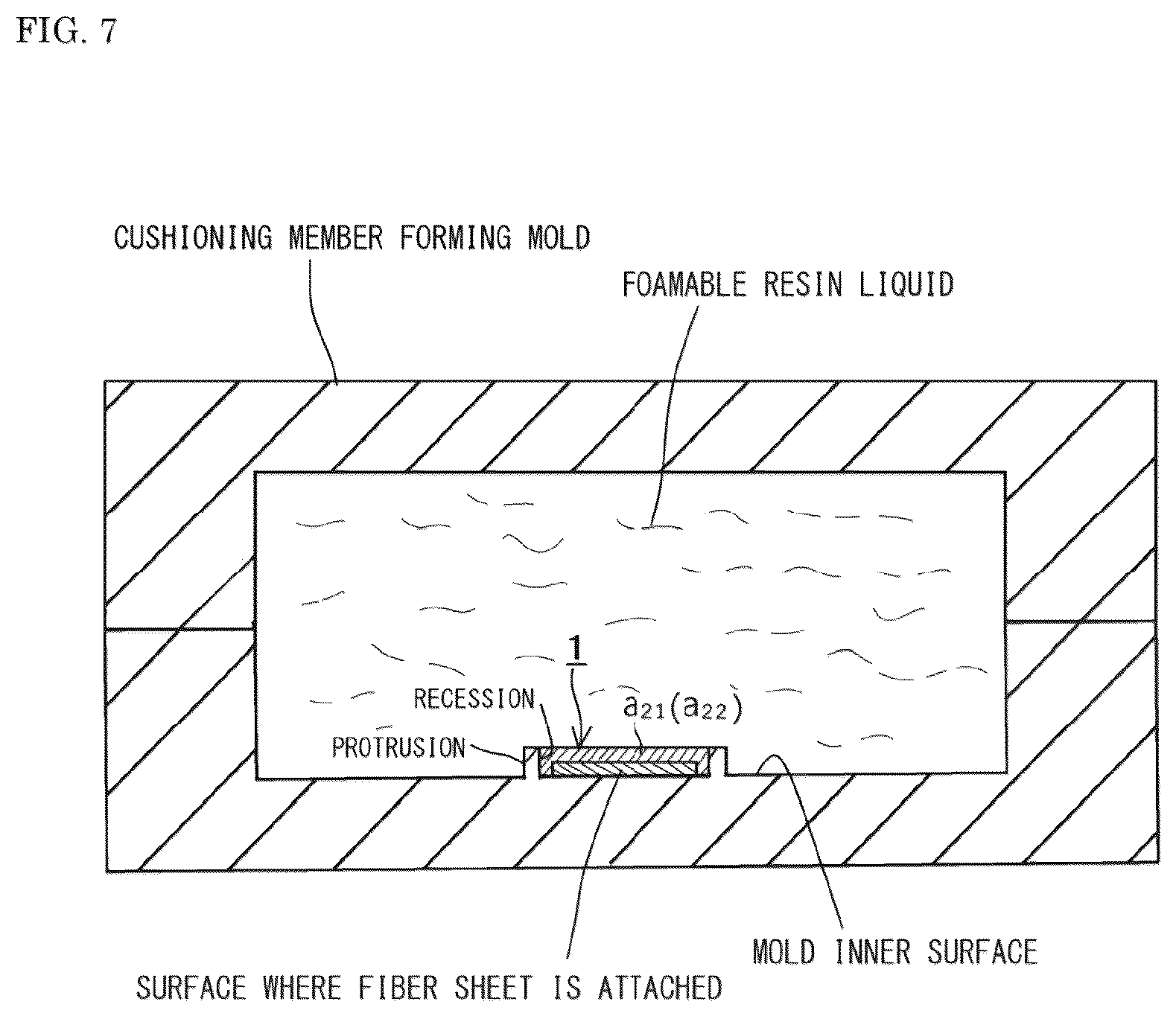 Patent US12102193 Figure 7 – Mesh hook surface fastener, production method therefor, and production method for surface fastener-attached molded body