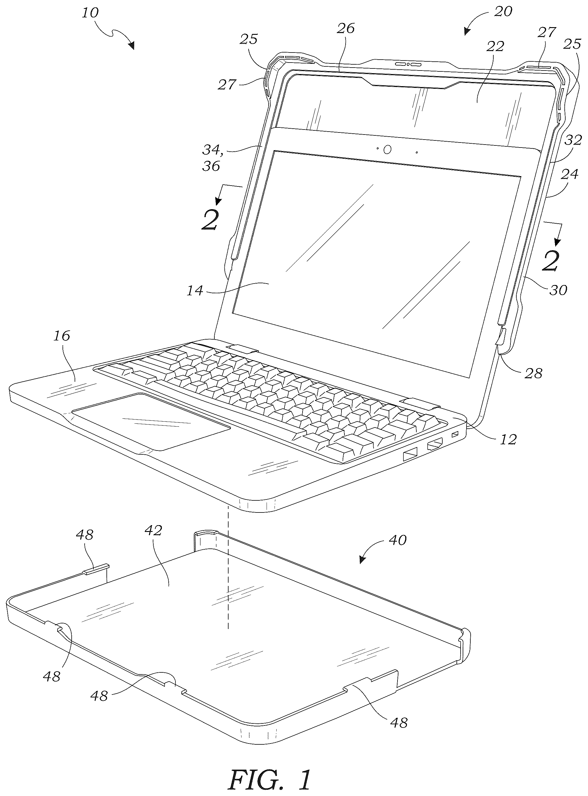 Patent US12102199 Figure 1 – Protective cover for a laptop computer