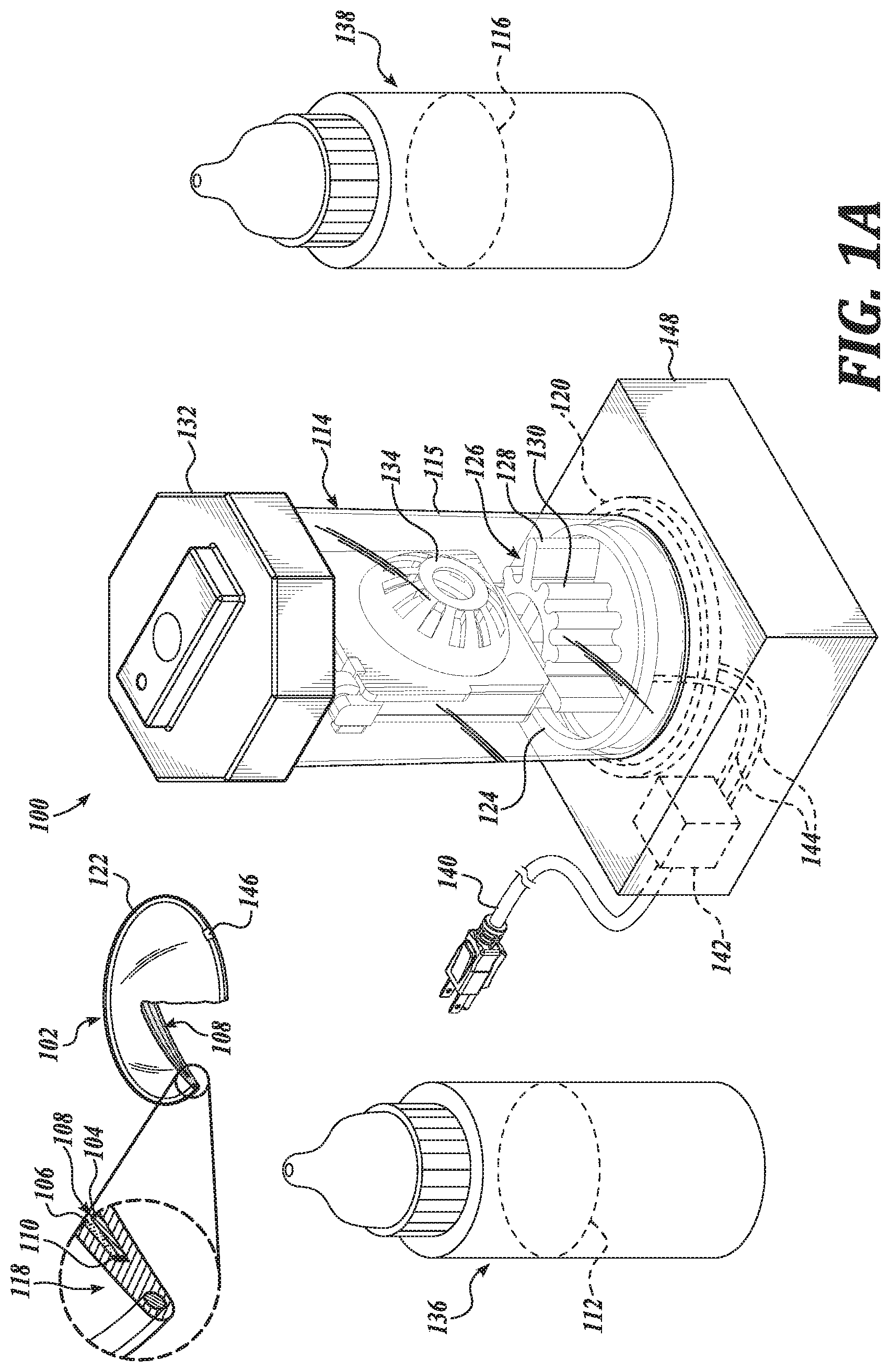 Patent US12102200 Figure 1 – System and kit for replenishing an electrowetting ophthalmic device
