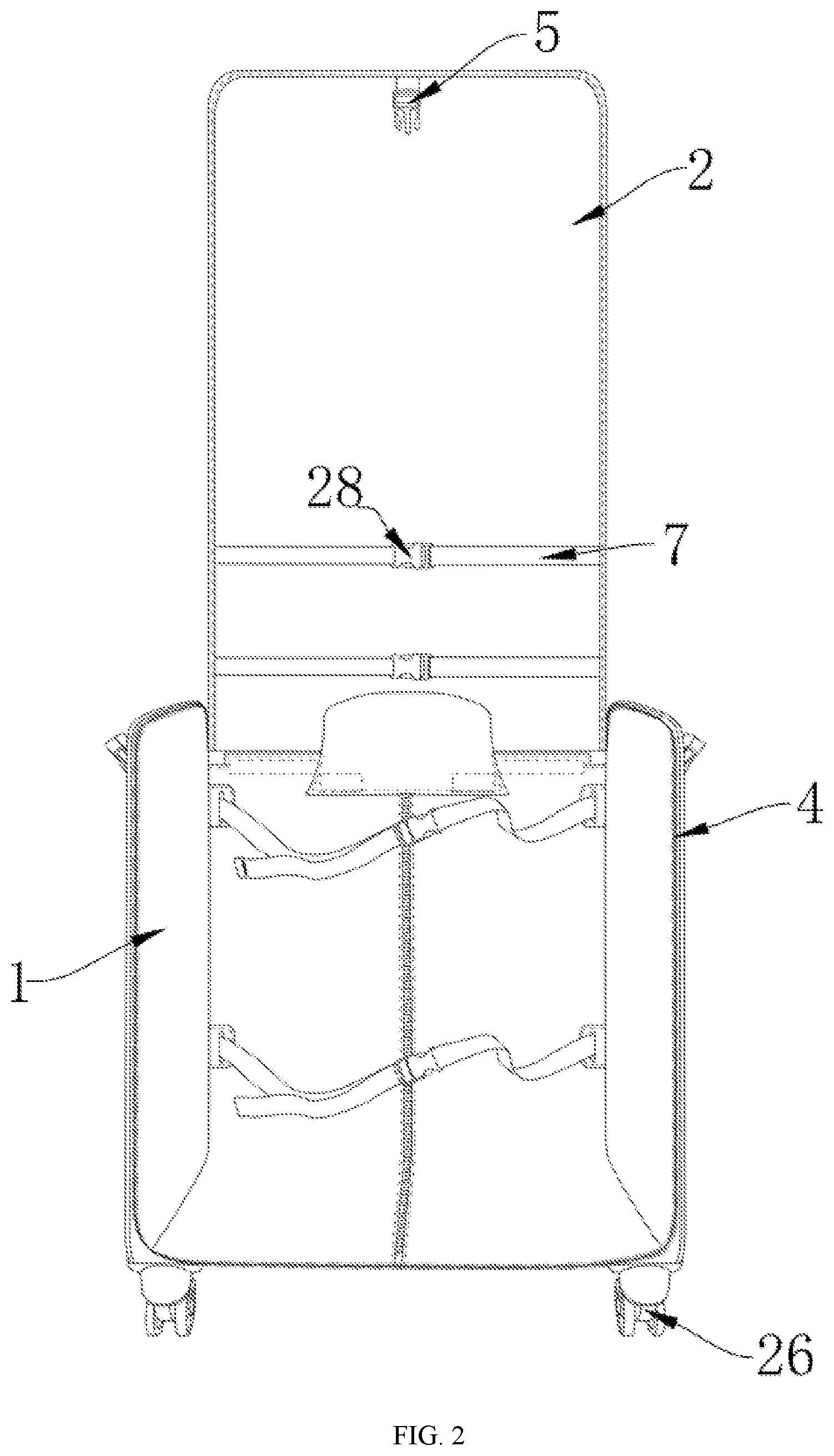 Patent US12102201 Figure 2 – Suitcase with garment bag