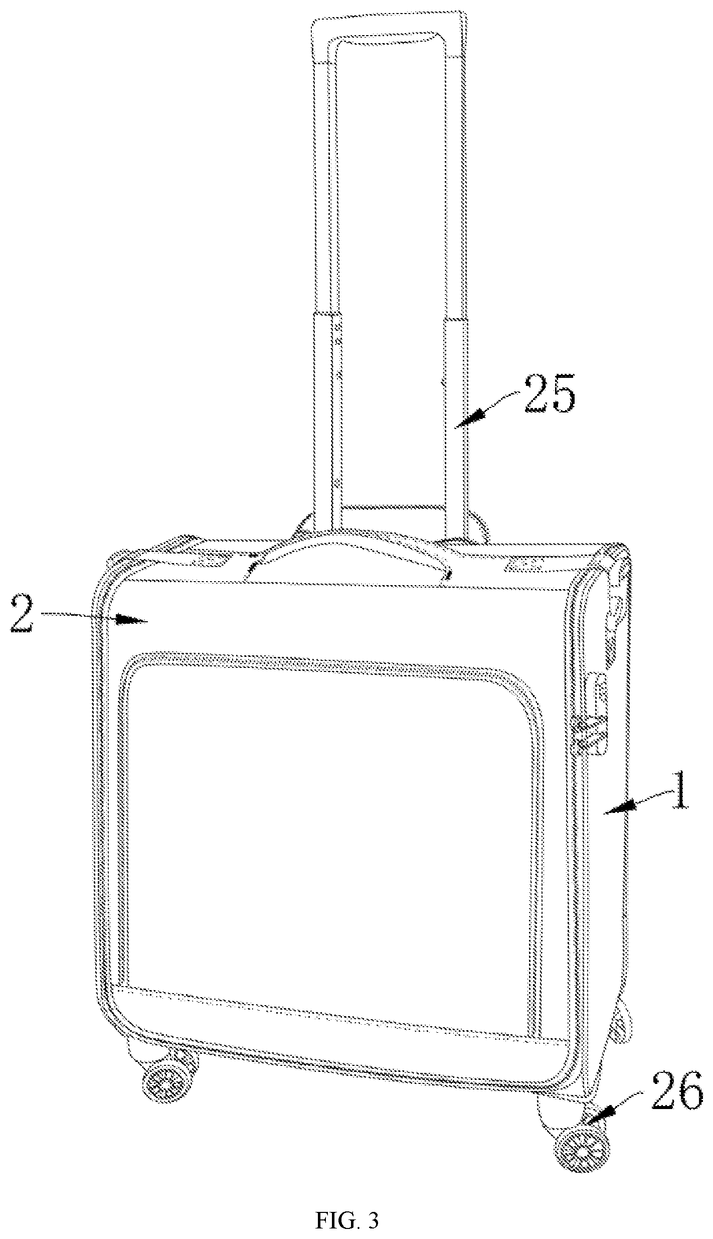 Patent US12102201 Figure 3 – Suitcase with garment bag