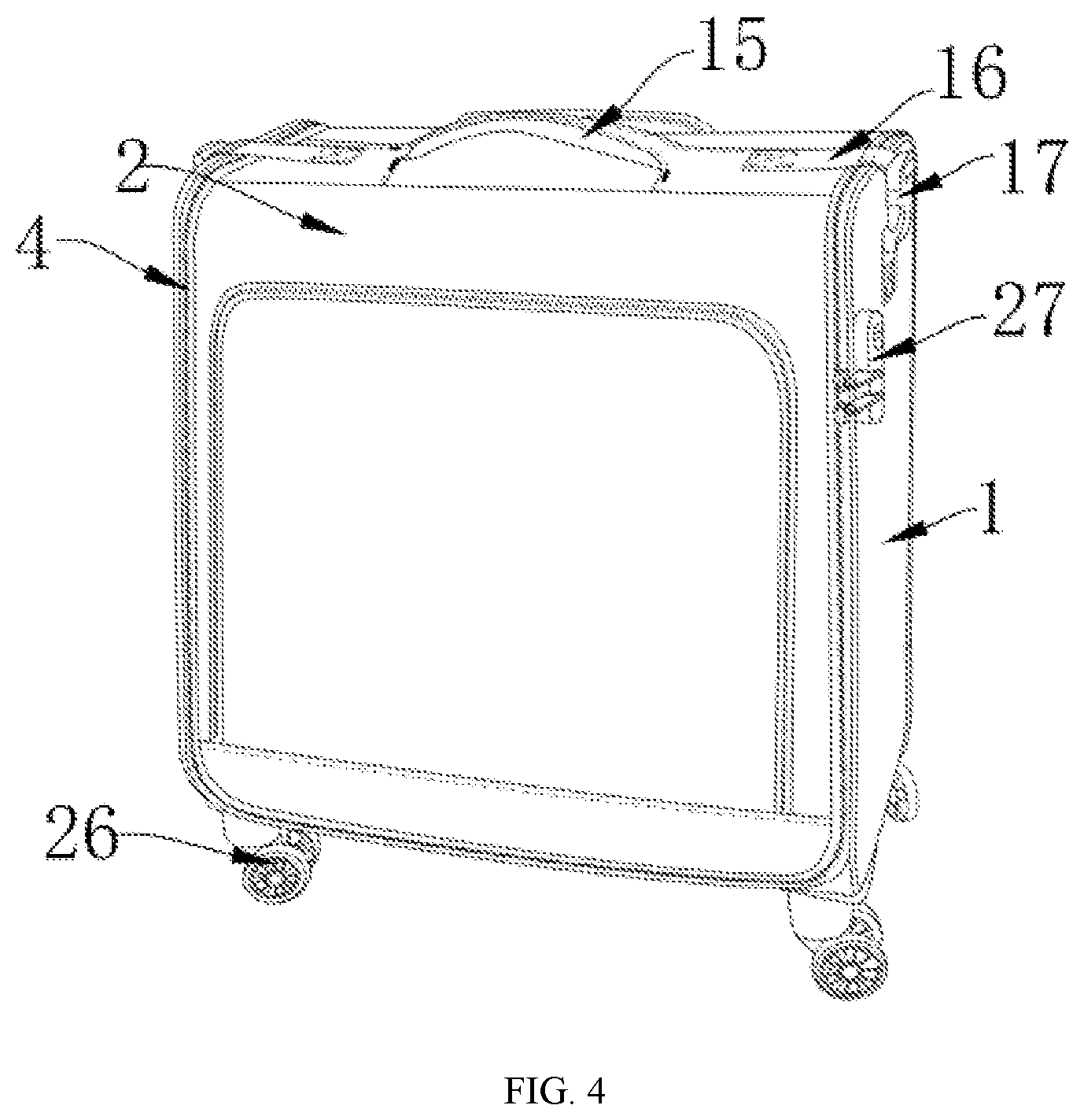 Patent US12102201 Figure 4 – Suitcase with garment bag