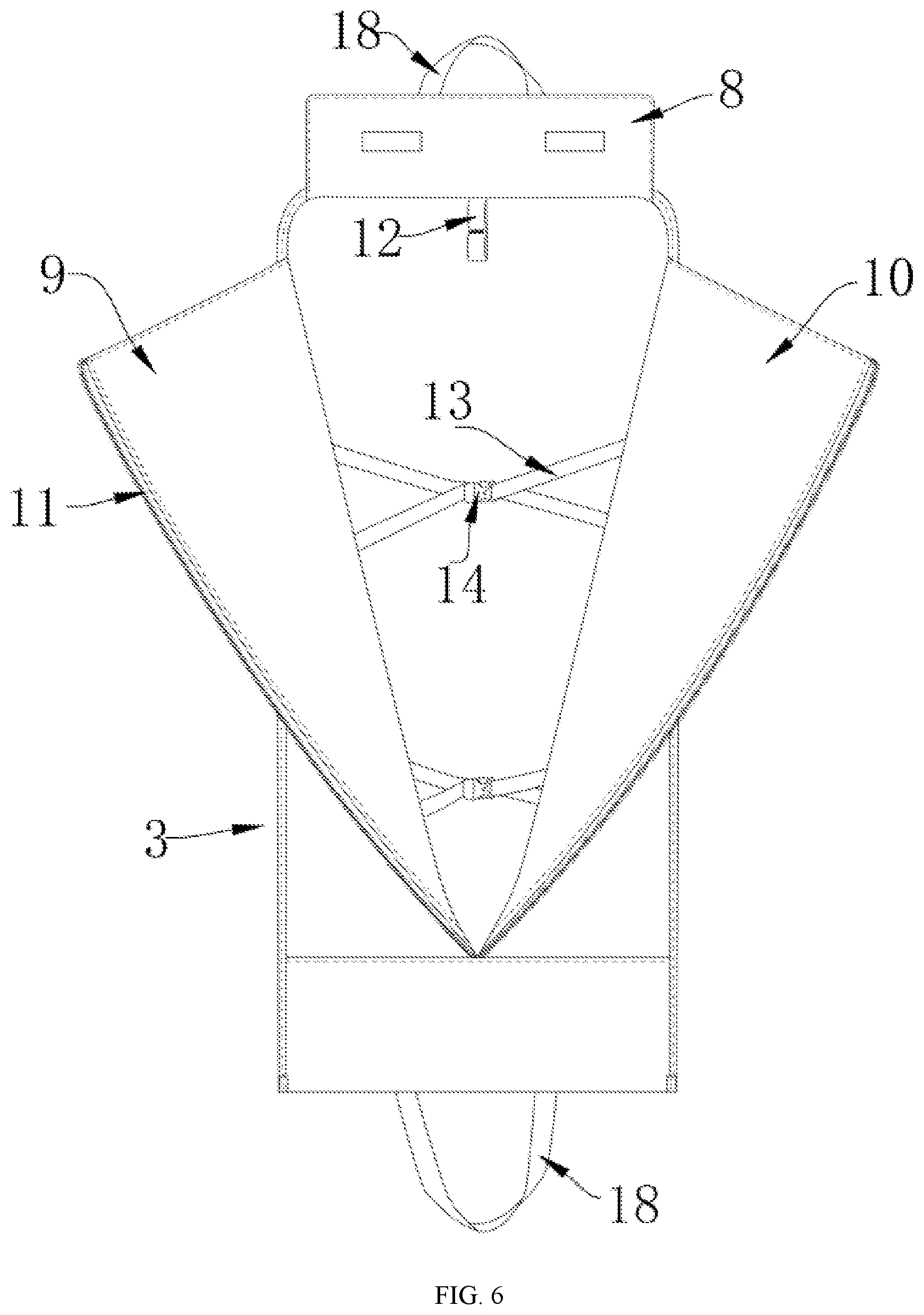 Patent US12102201 Figure 6 – Suitcase with garment bag