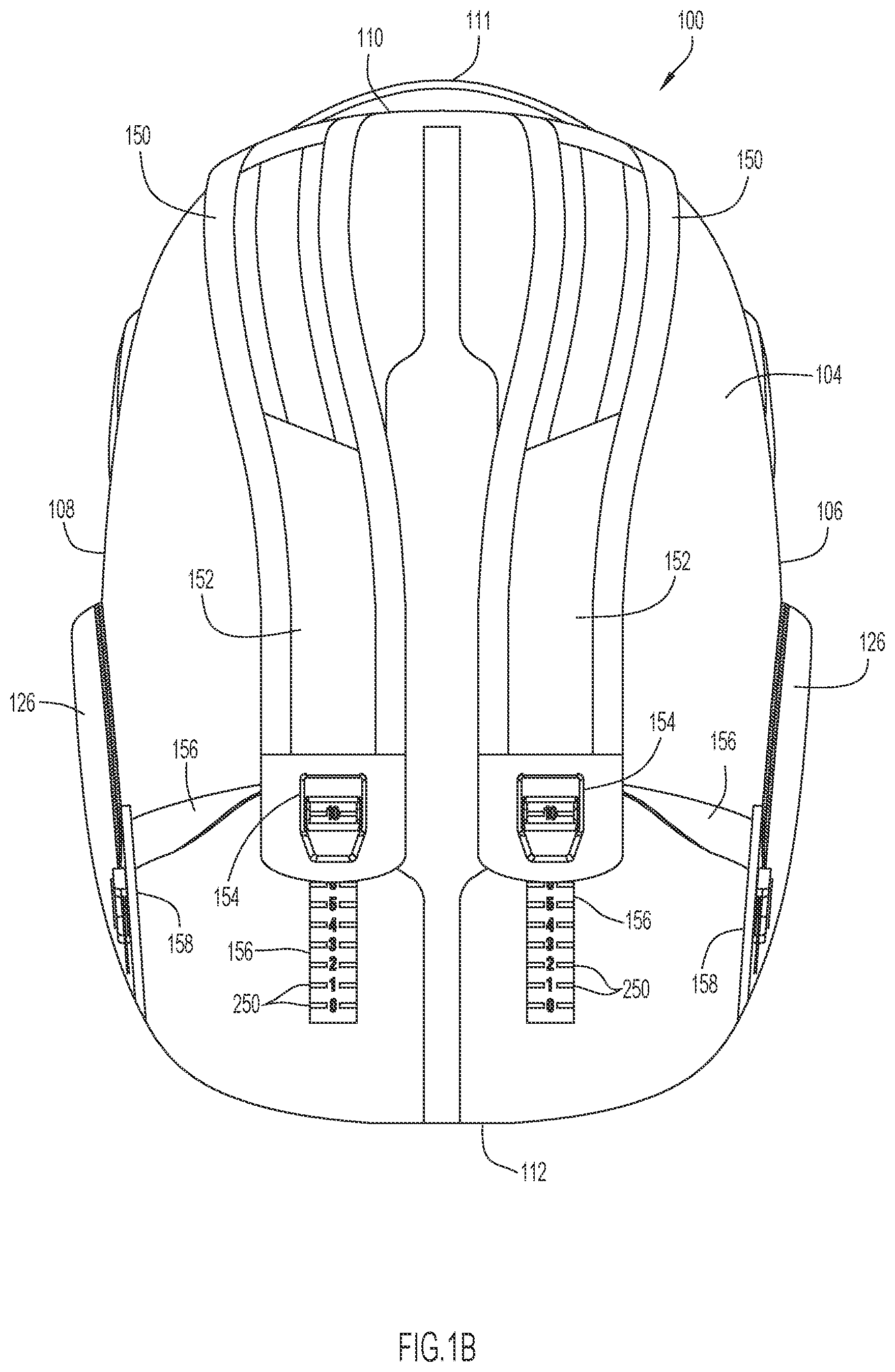 Patent US12102214 Figure 2 – Backpack with leveling structure
