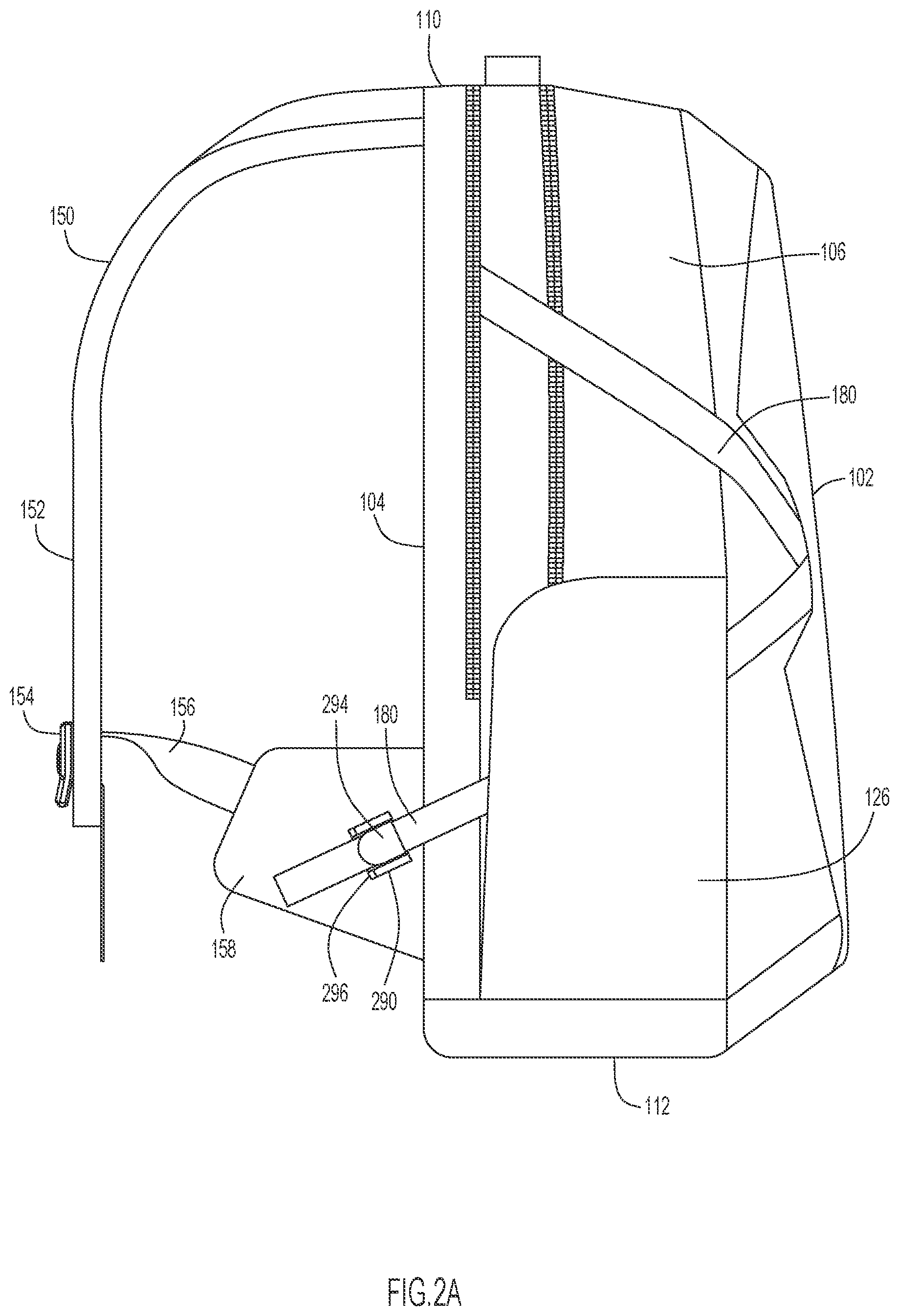 Patent US12102214 Figure 4 – Backpack with leveling structure