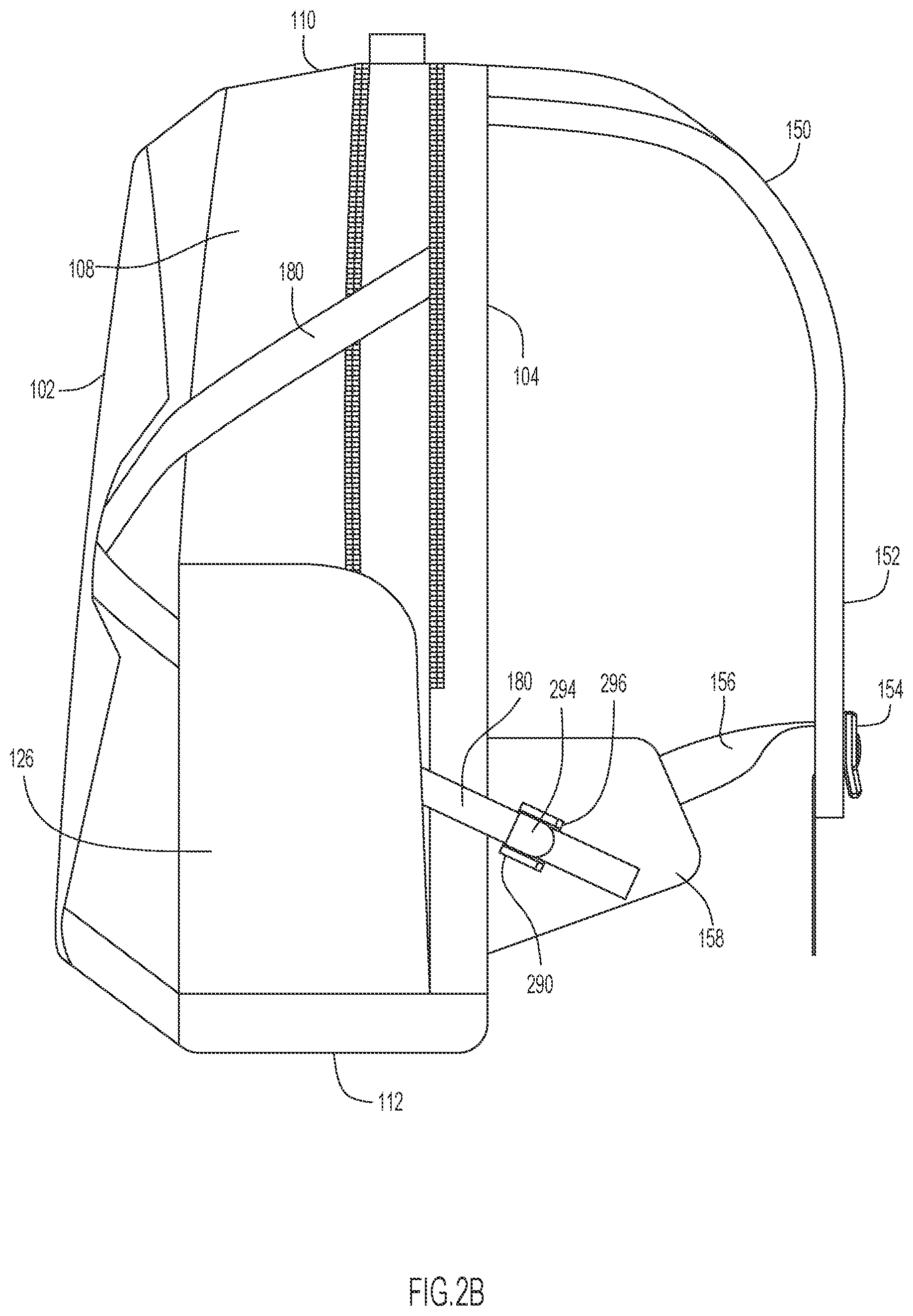 Patent US12102214 Figure 5 – Backpack with leveling structure