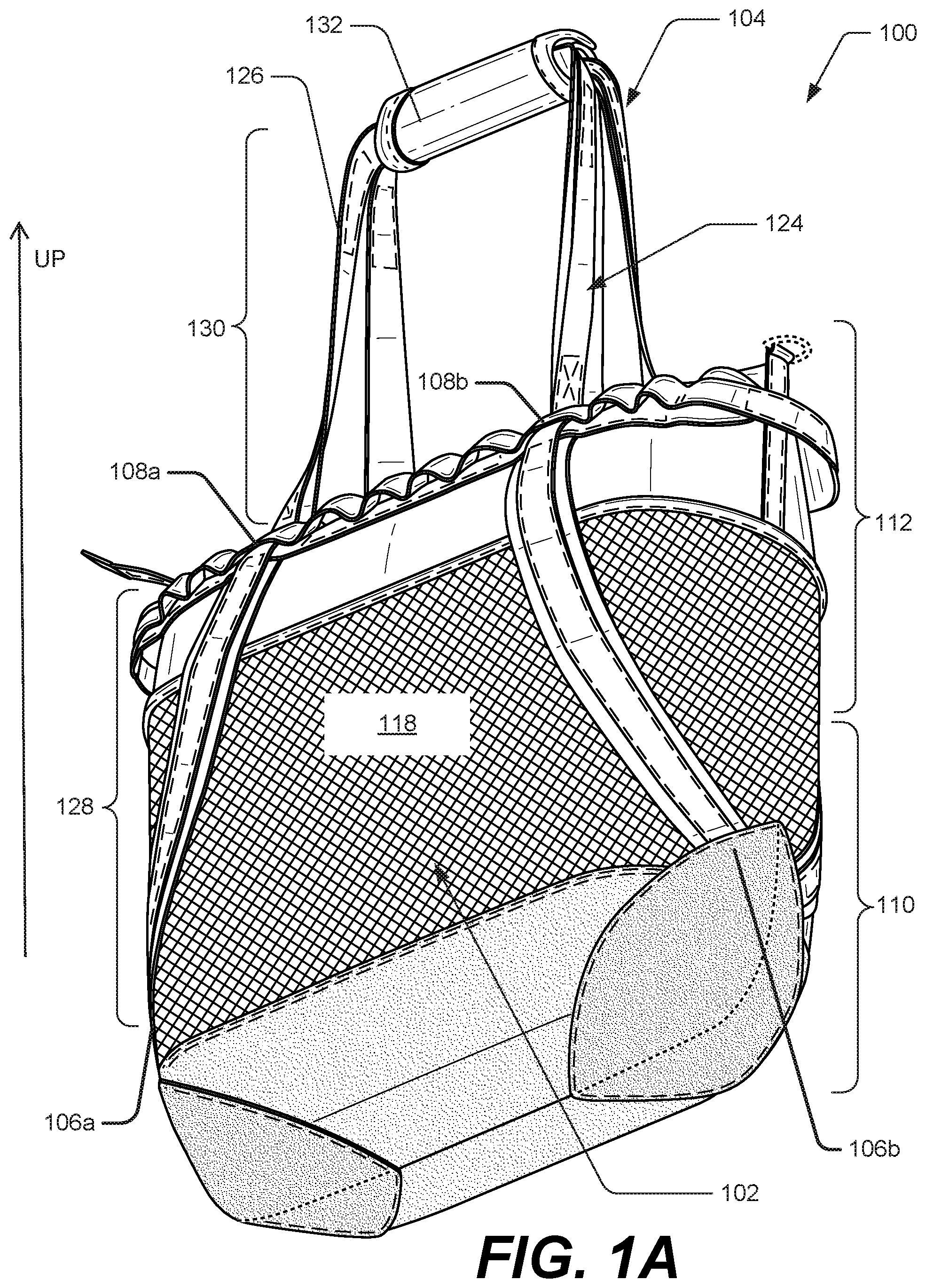 Patent US12102217 Figure 1 – Convertible tote
