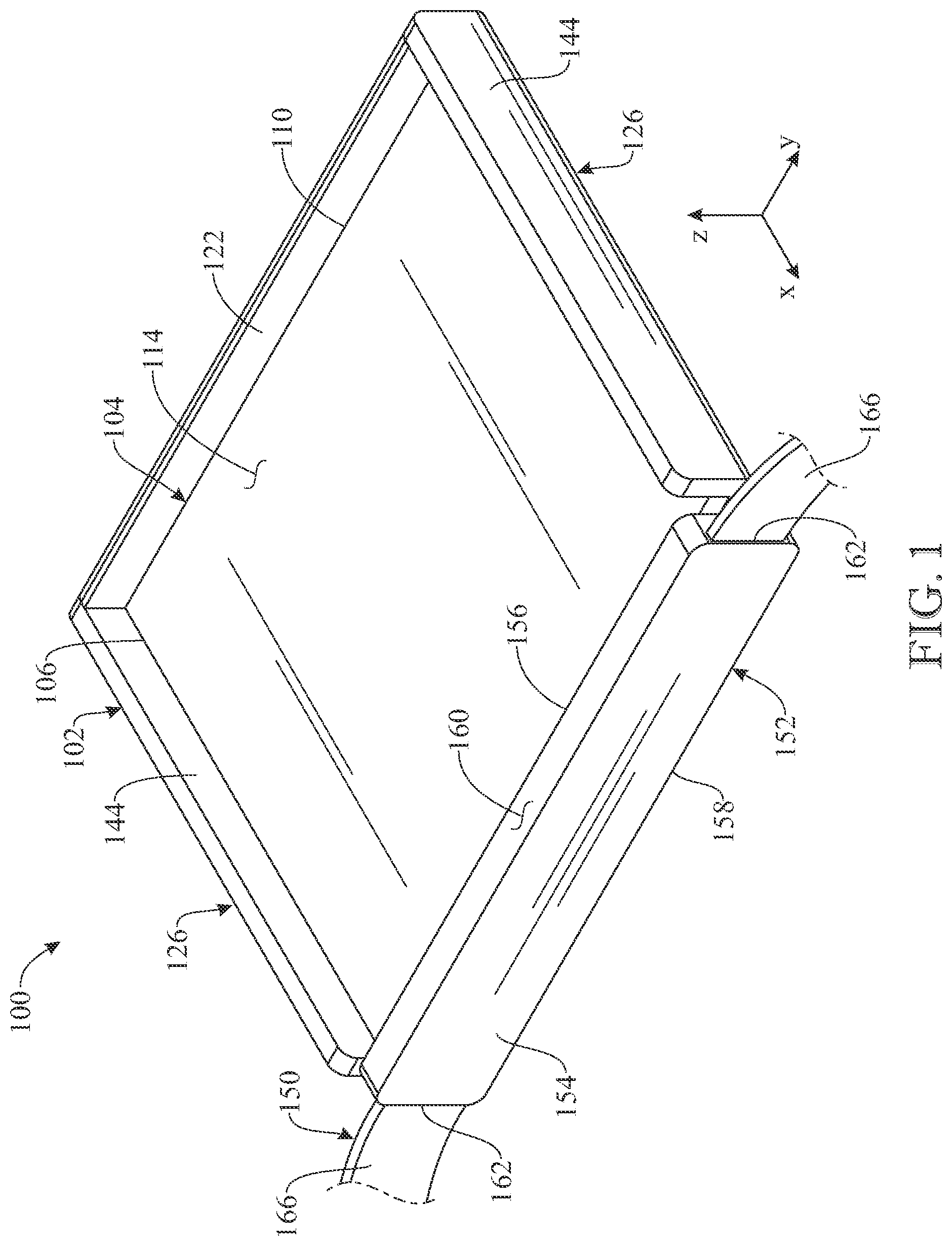 Patent US12102218 Figure 1 – Wearable support assembly for carrying an electronic device or other item in a functional position