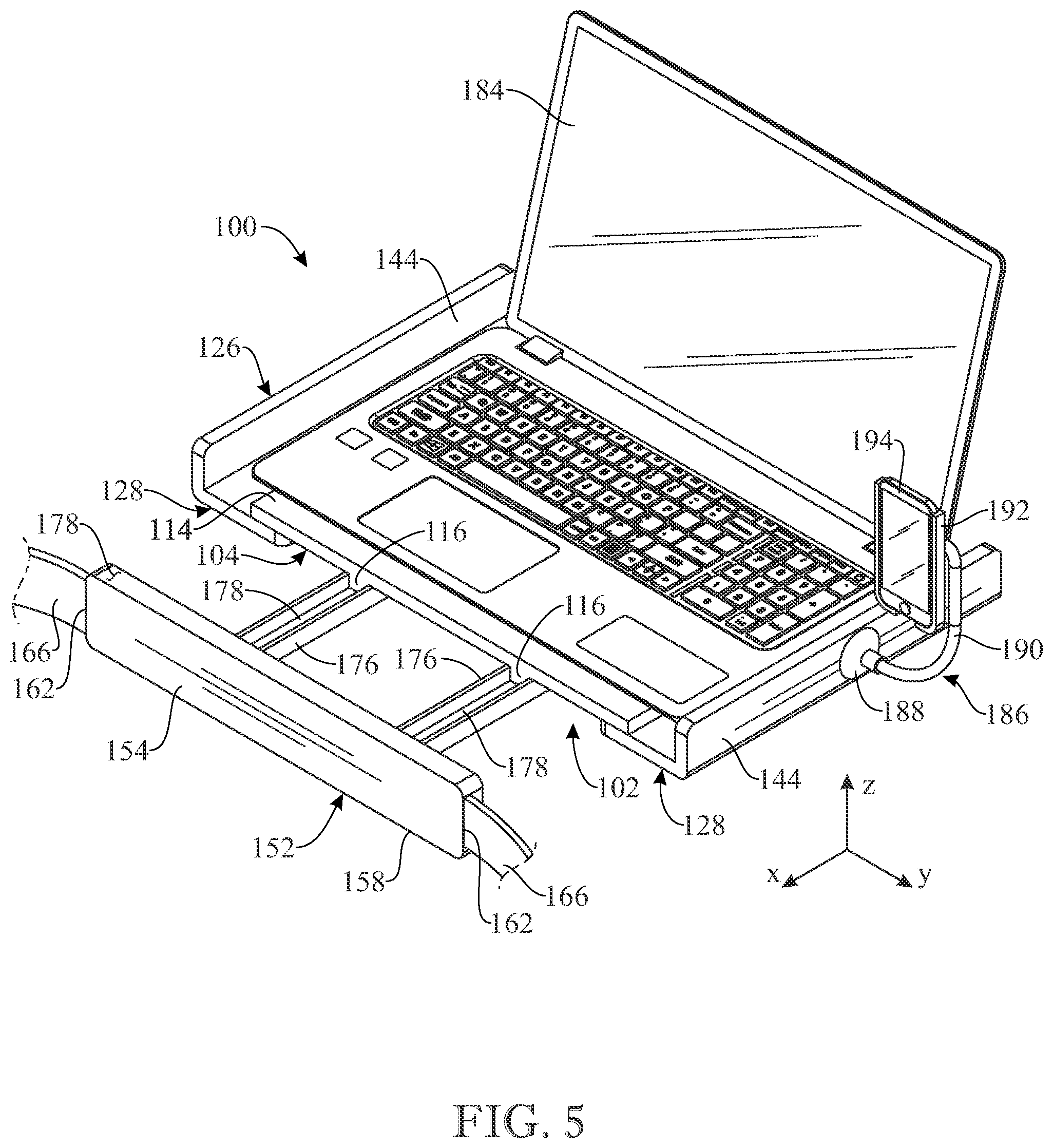 Patent US12102218 Figure 5 – Wearable support assembly for carrying an electronic device or other item in a functional position