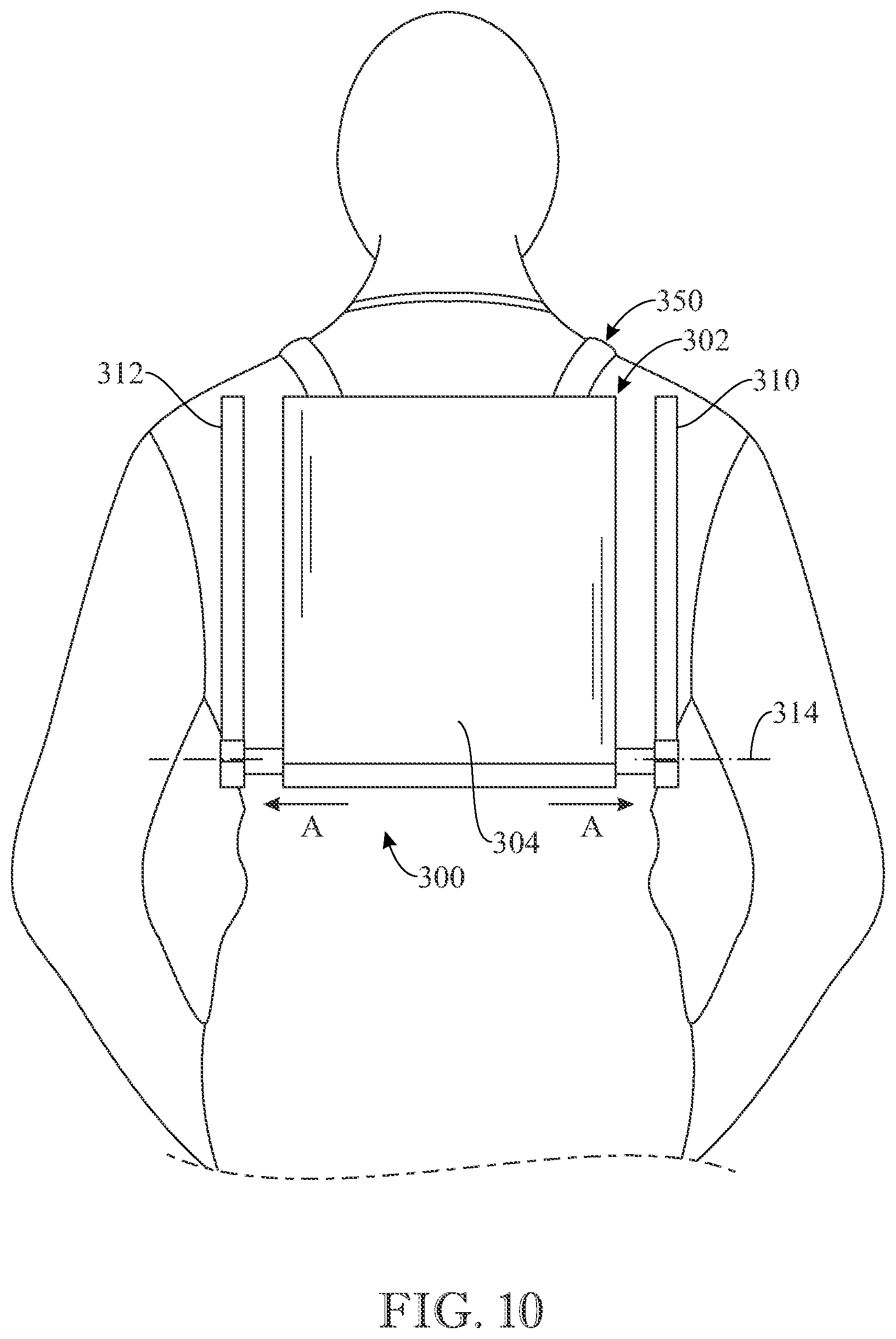 Patent US12102218 Figure 10 – Wearable support assembly for carrying an electronic device or other item in a functional position