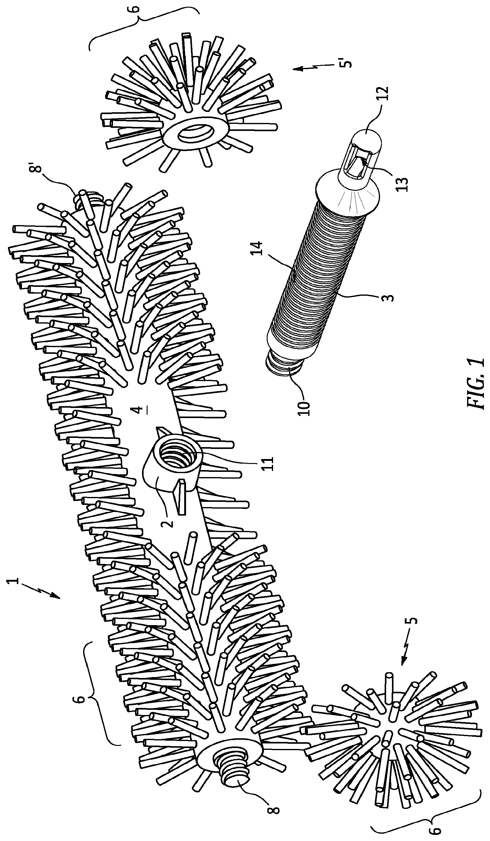 Patent US12102219 Figure 1 – Brush and handle