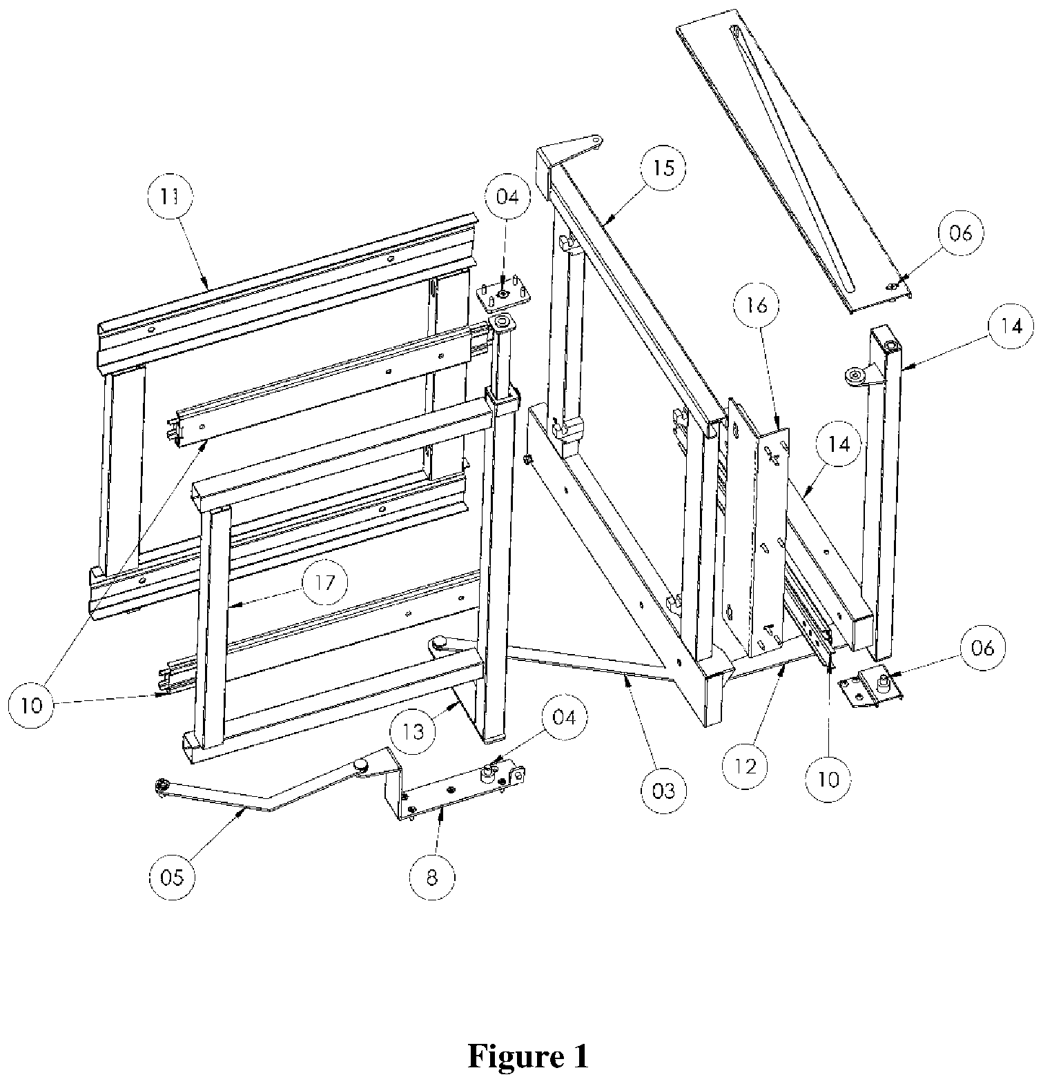 Patent US12102223 Figure 1 – Access mechanism for an inaccessible interior of a cabinet